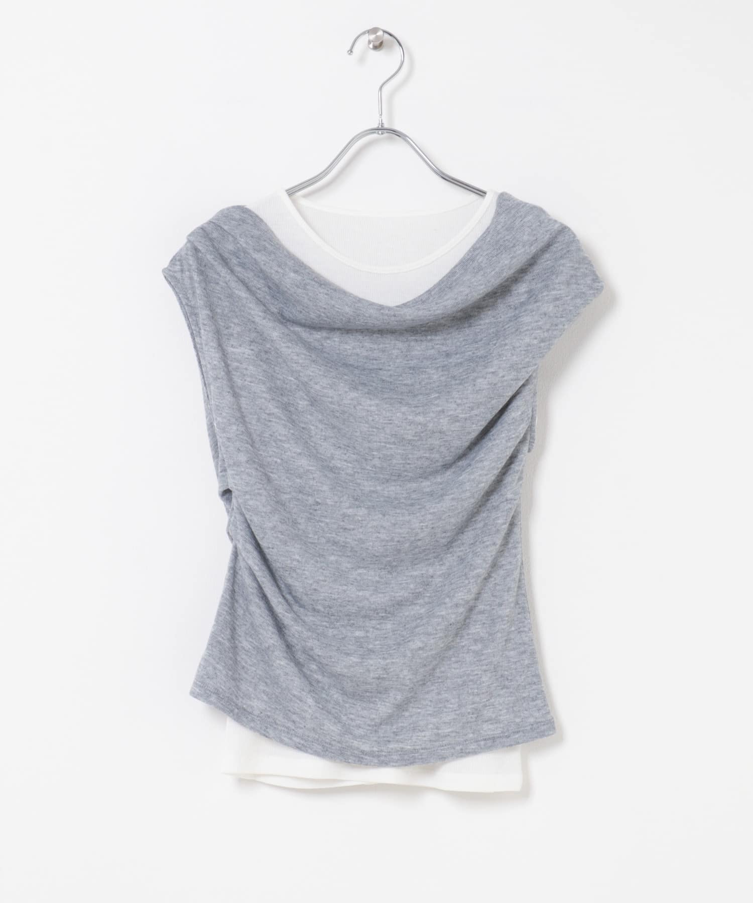 レイヤードドレープカットソー GRAY One