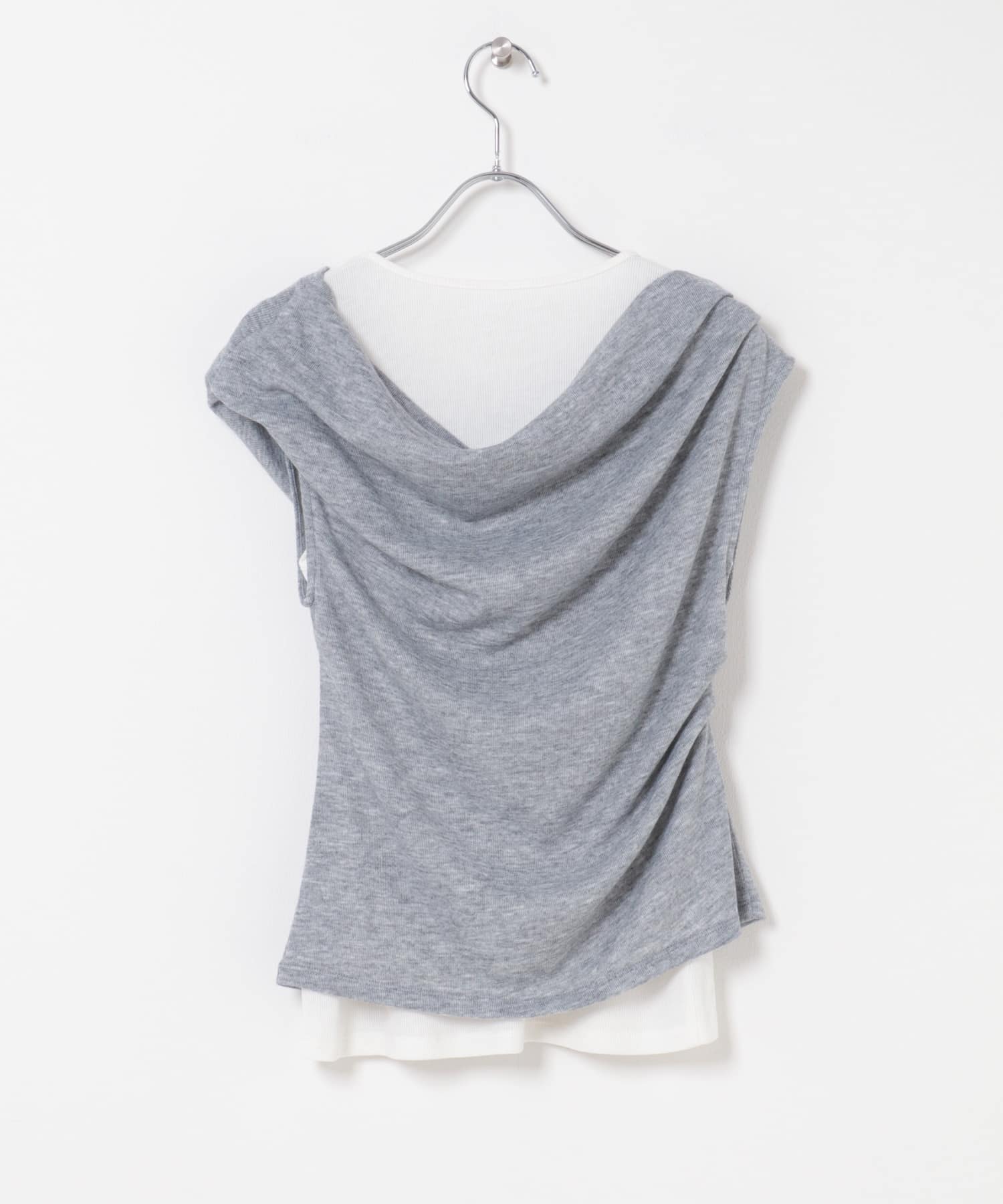 レイヤードドレープカットソー GRAY One