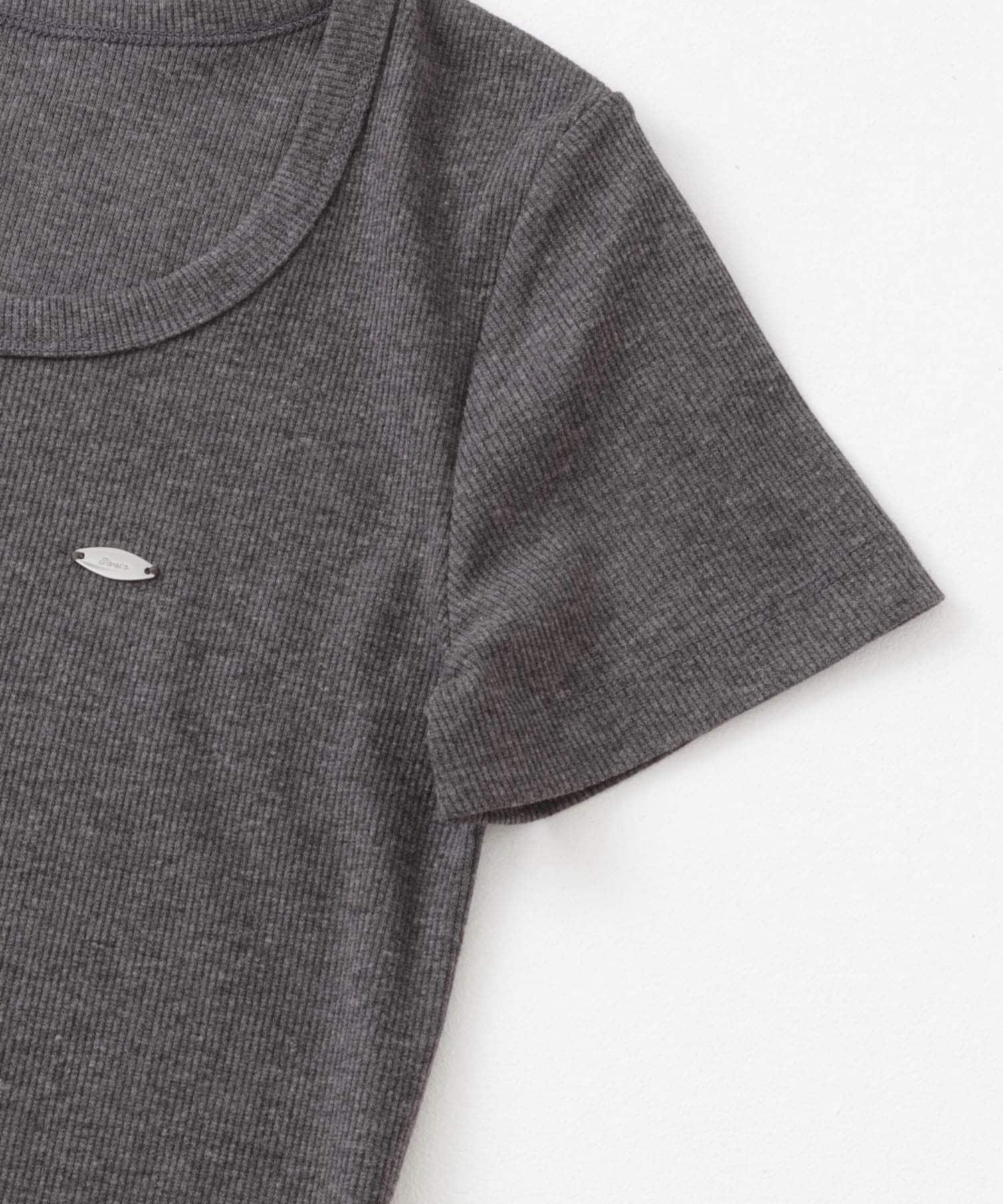 ラウンドネックリブTシャツ(半袖) CHARCOAL One