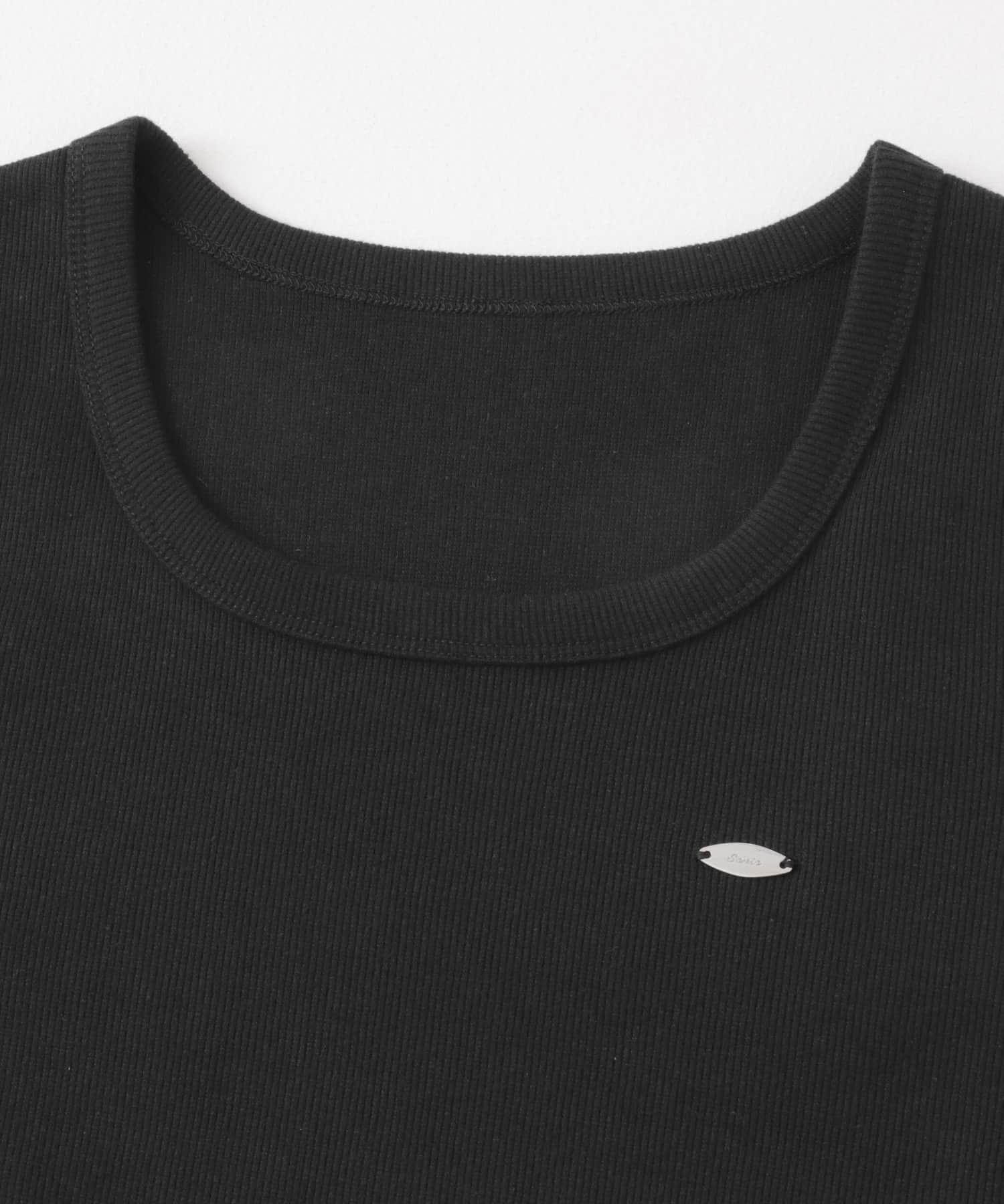 ラウンドネックリブTシャツ(半袖) BLACK One