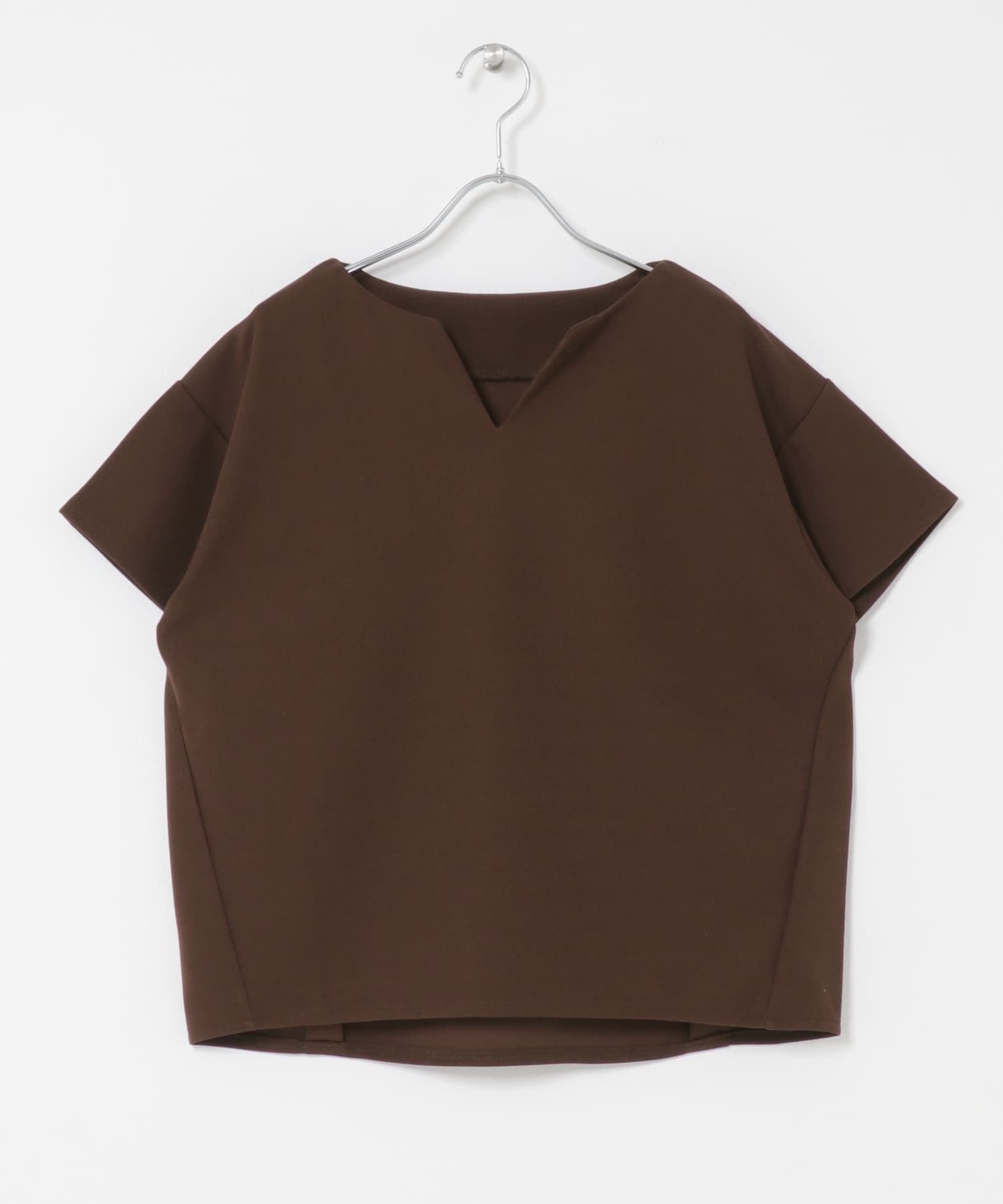 キーネックミラノリブTシャツ BROWN One