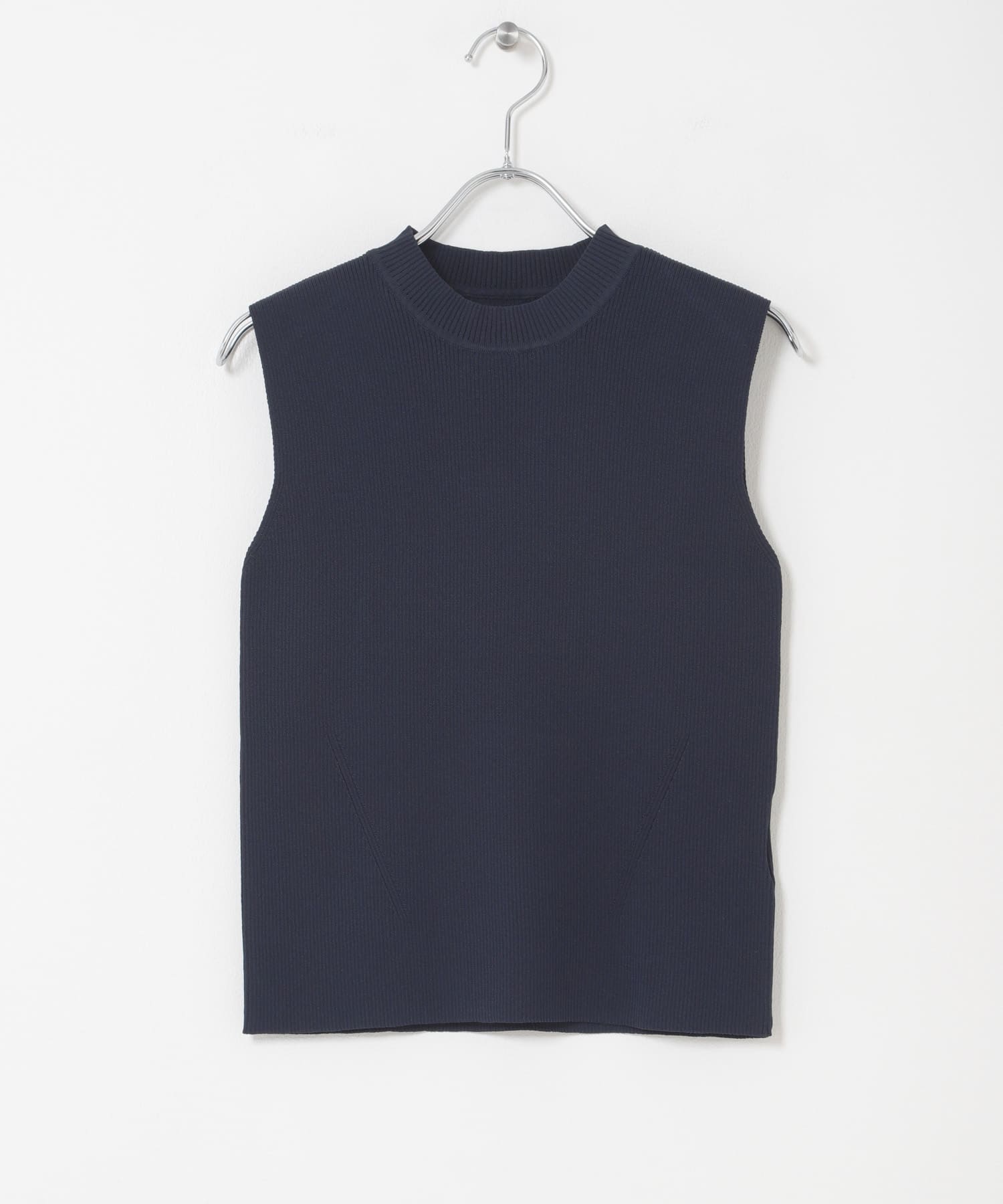 『洗濯可』コンパクトノースリーブセーター NAVY One