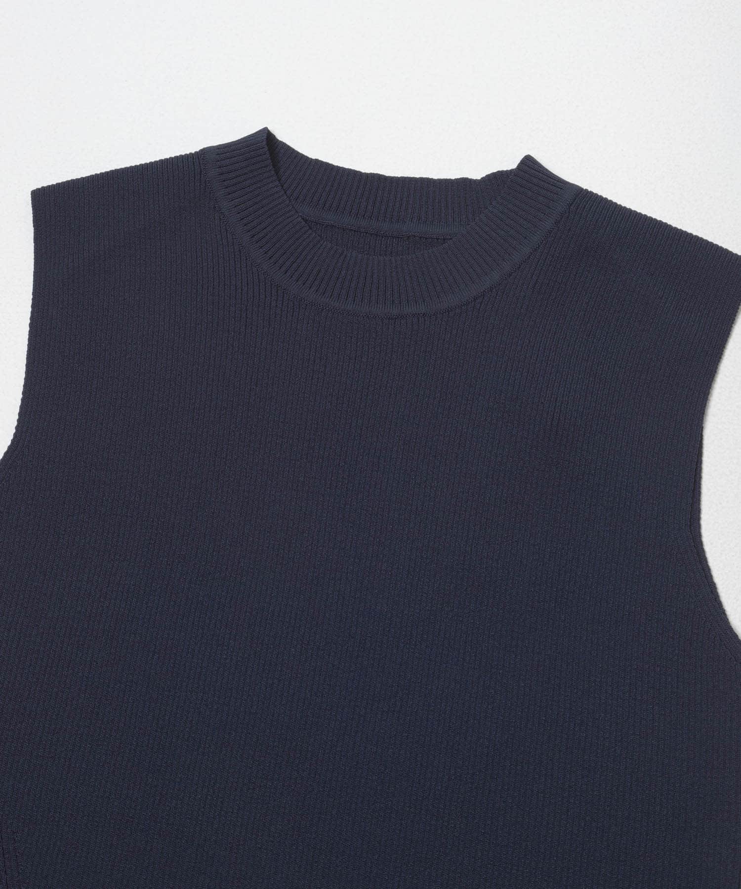 『洗濯可』コンパクトノースリーブセーター NAVY One