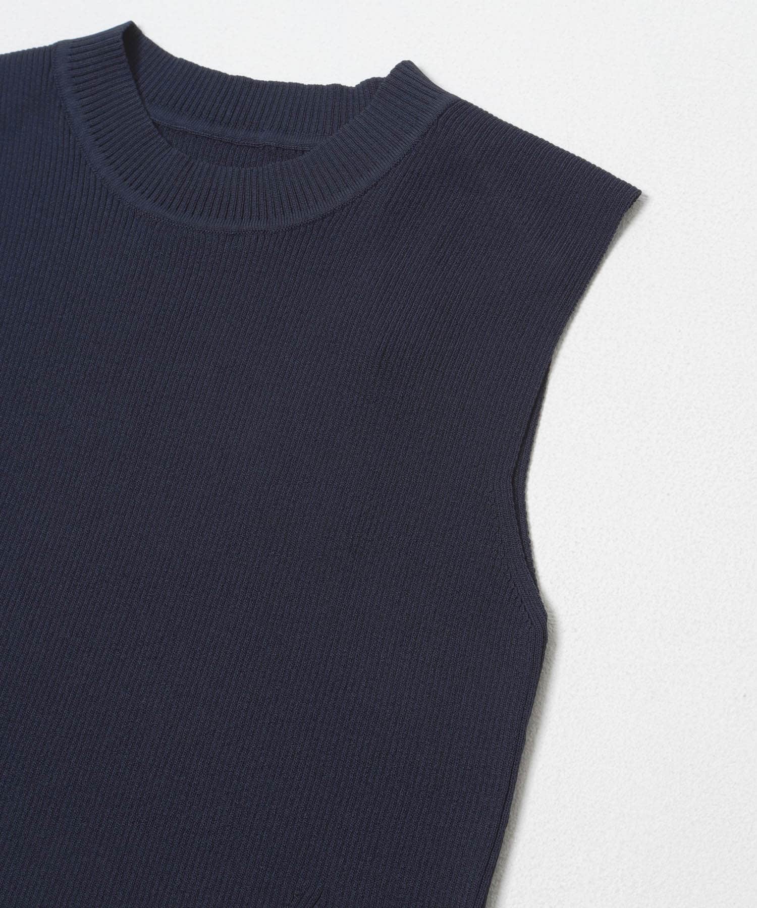 『洗濯可』コンパクトノースリーブセーター NAVY One