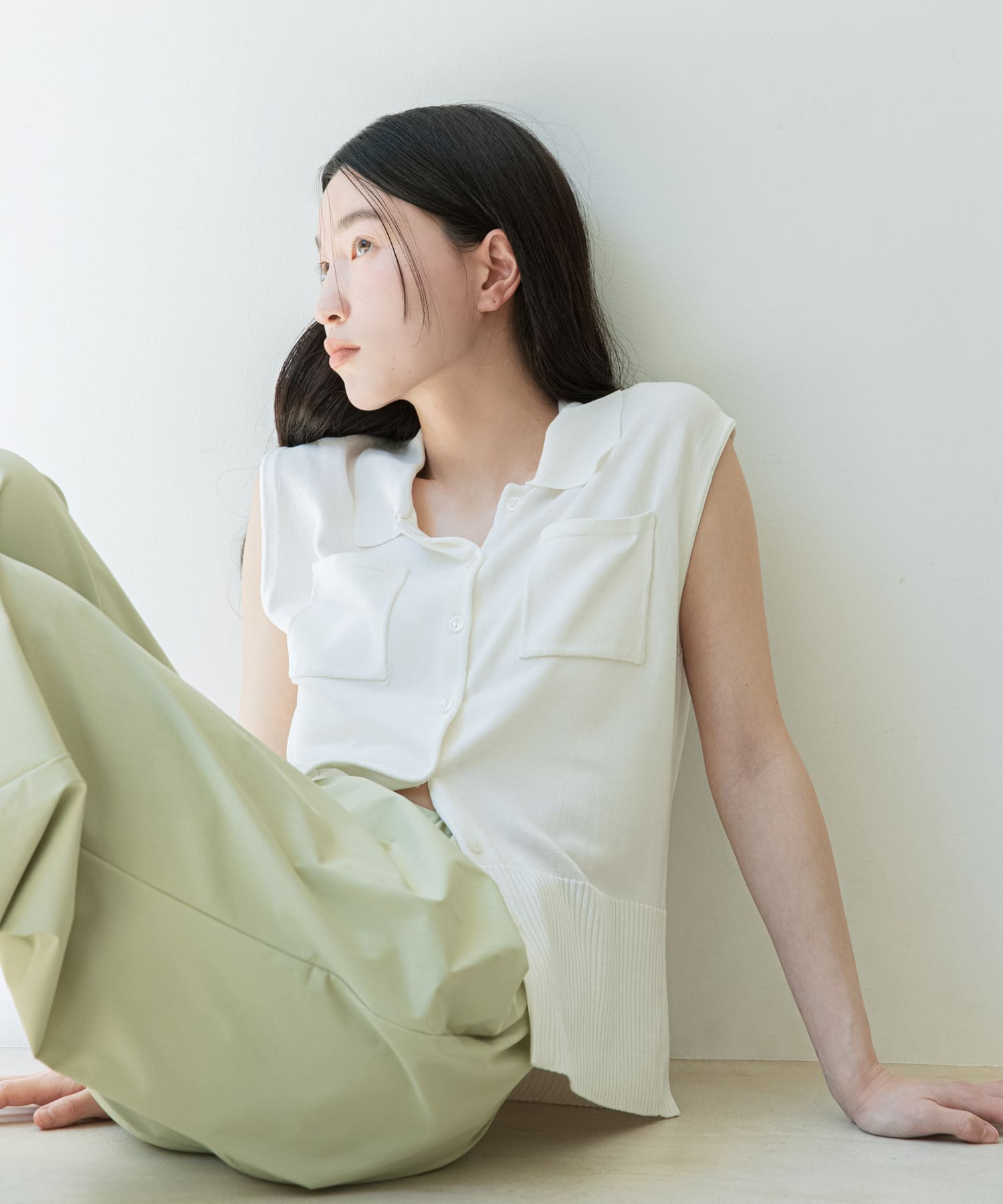 『洗濯可』近赤外線カットエリツキニットベスト