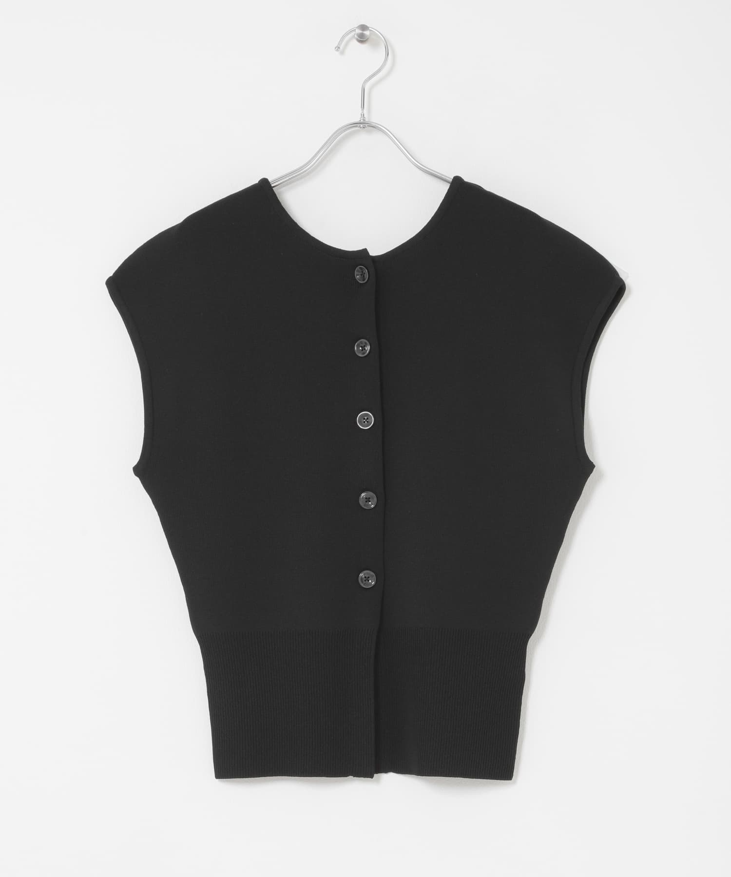 『洗濯可』シェイプラインセーター BLACK One