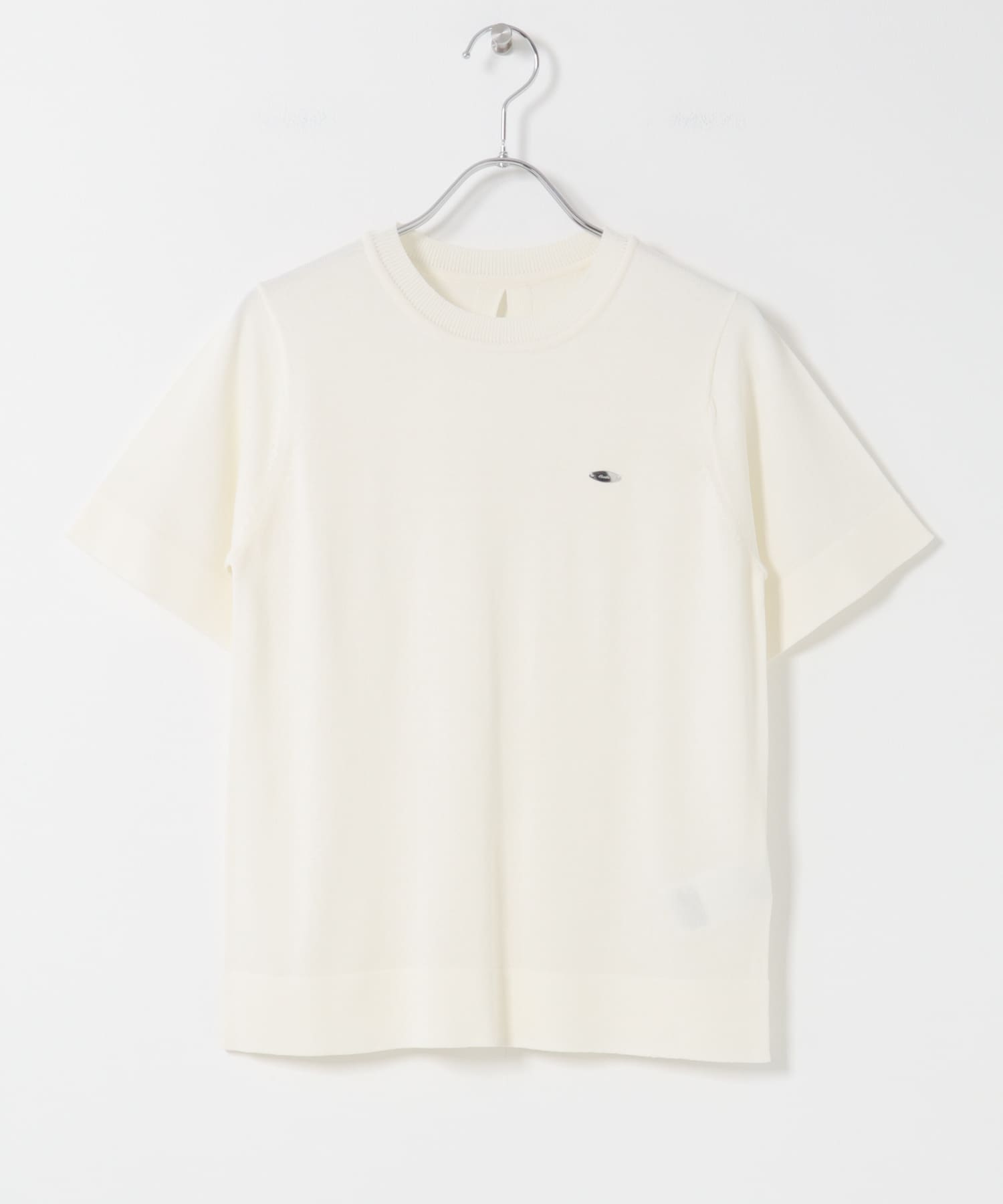『洗濯可』プレートツキニットTシャツ(半袖) IVORY One