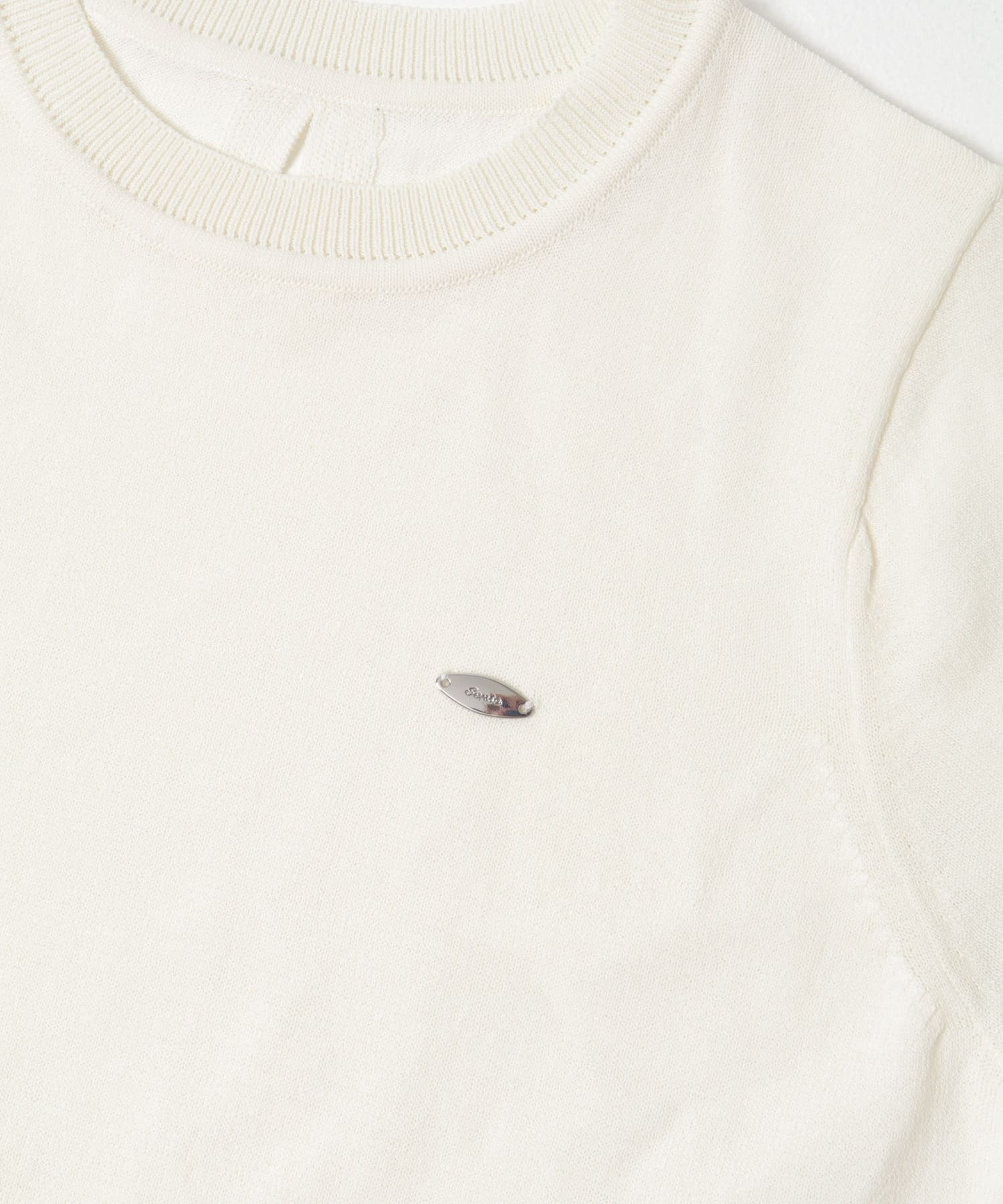 『洗濯可』プレートツキニットTシャツ(半袖) IVORY One