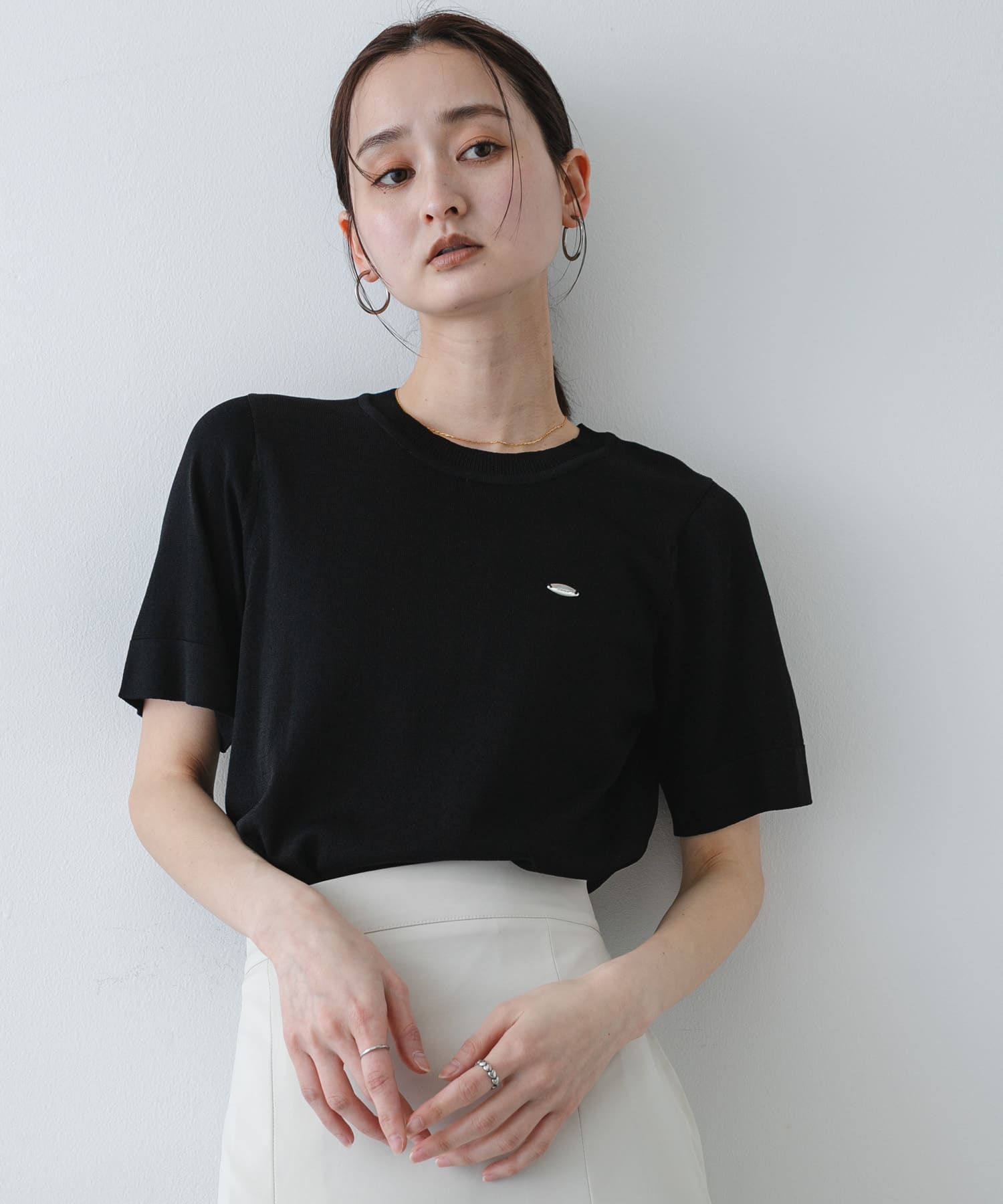 『洗濯可』プレートツキニットTシャツ(半袖)