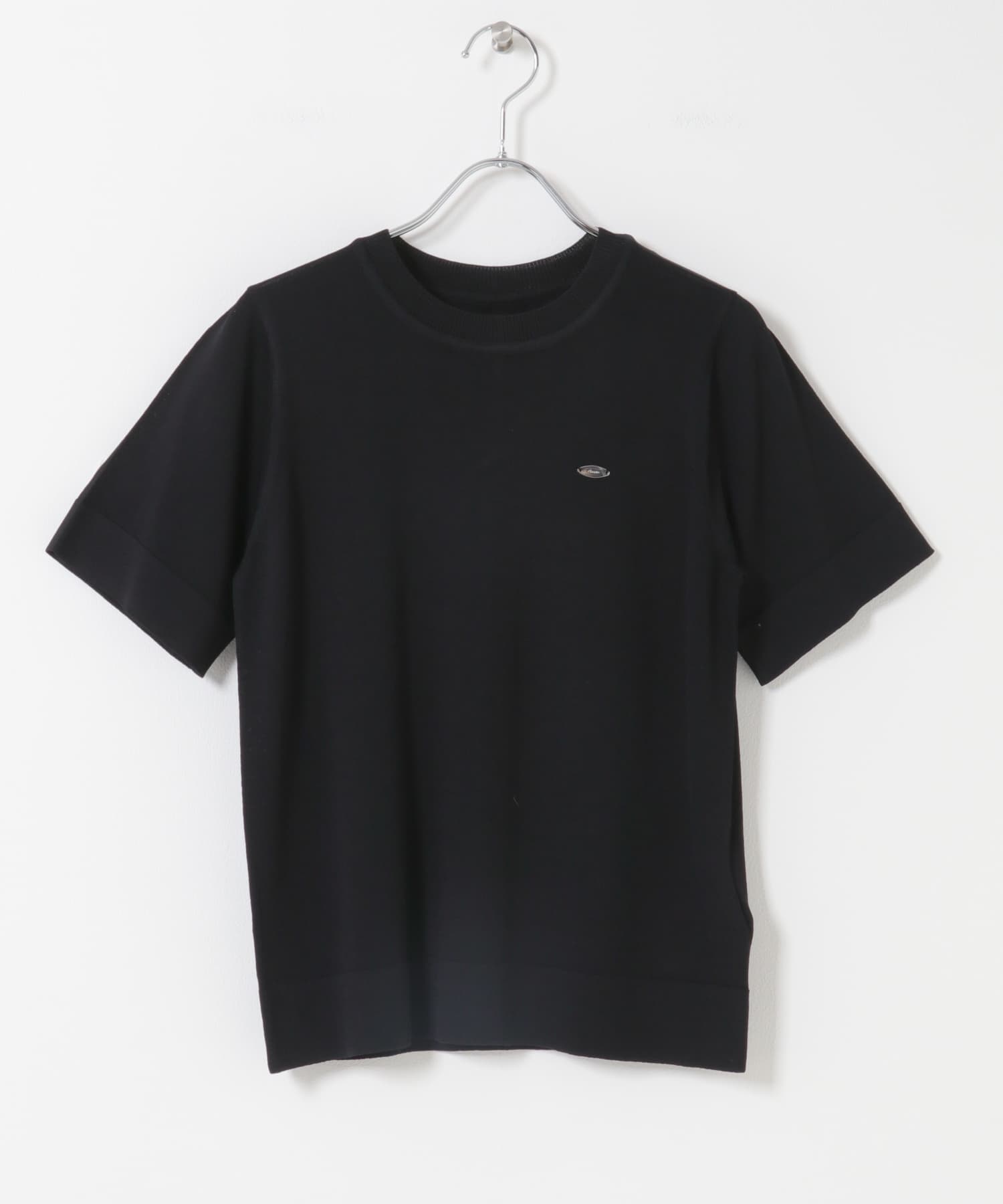 『洗濯可』プレートツキニットTシャツ(半袖) BLACK One