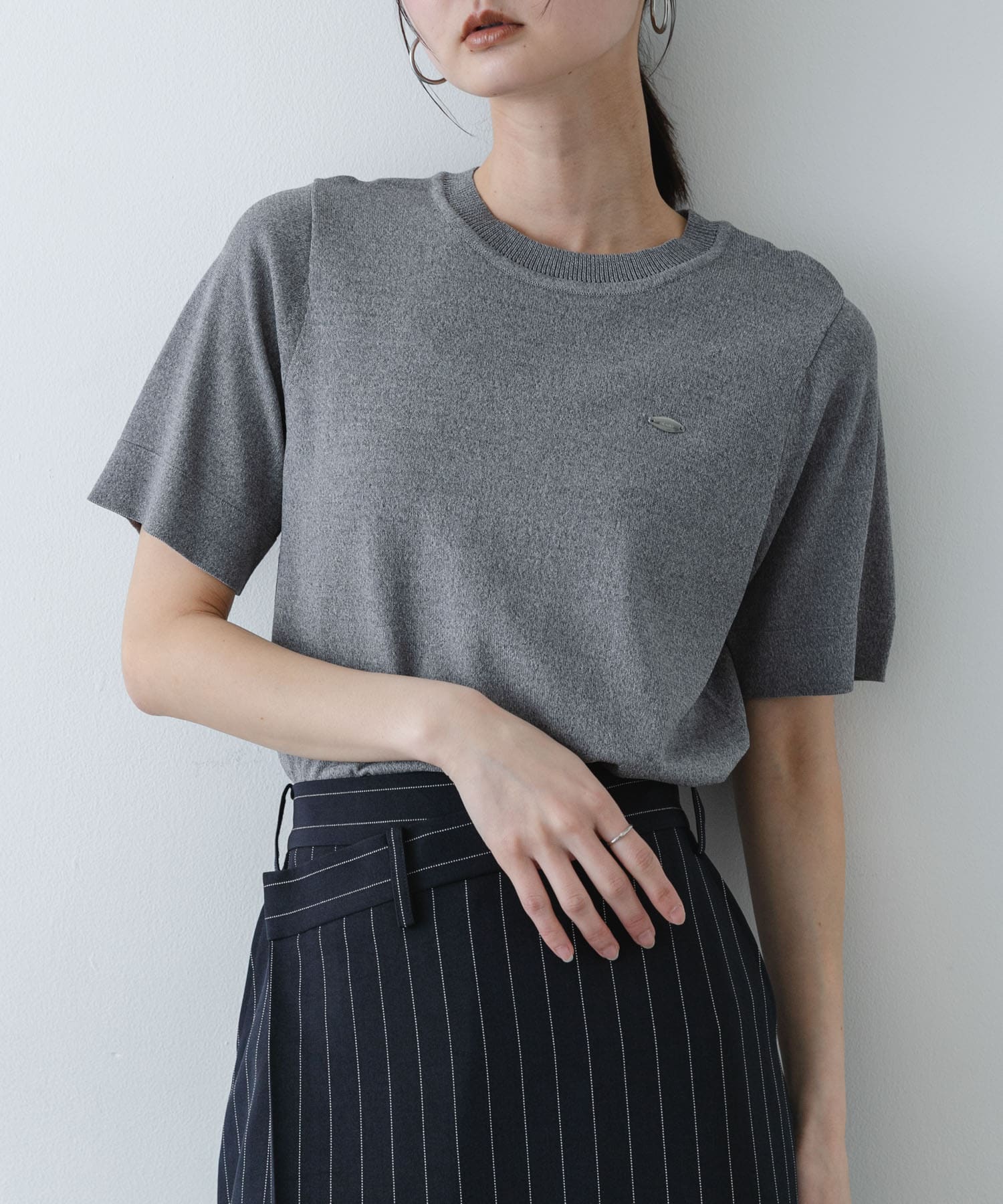 『洗濯可』プレートツキニットTシャツ(半袖)