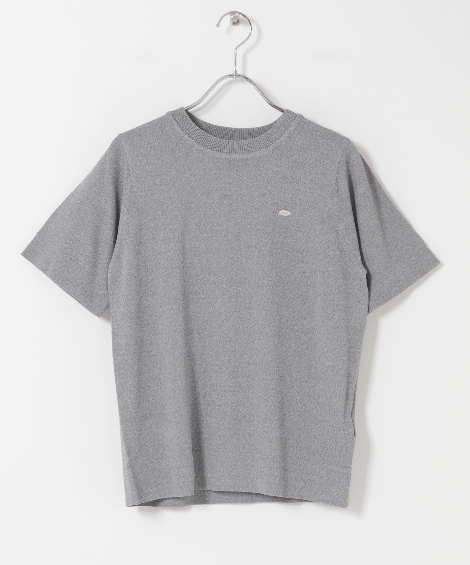 『洗濯可』プレートツキニットTシャツ(半袖) GRAY One