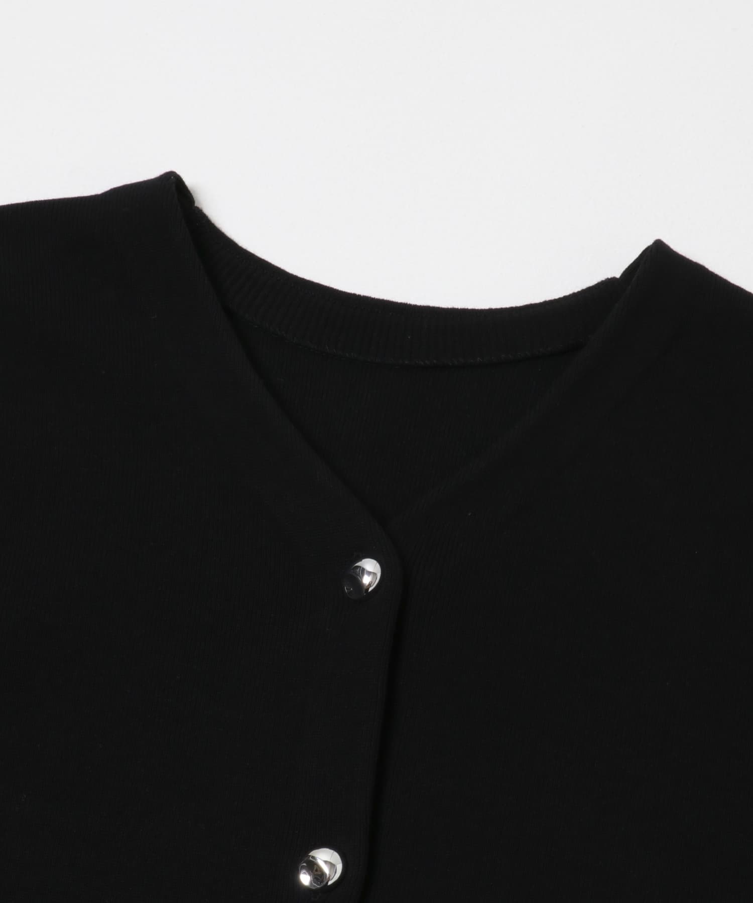 『洗濯可』コクーンスリーブメタルボタンニットカーディガン BLACK One