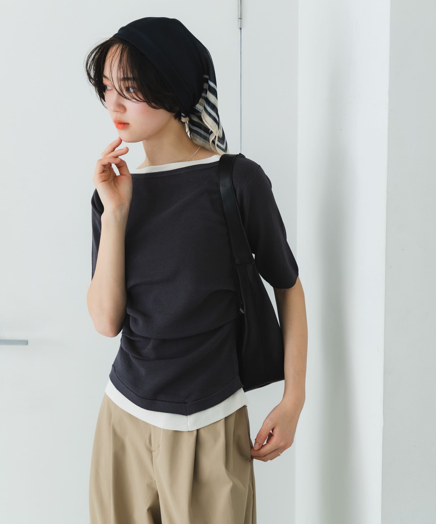 『洗濯可』レイヤードアシメセーター