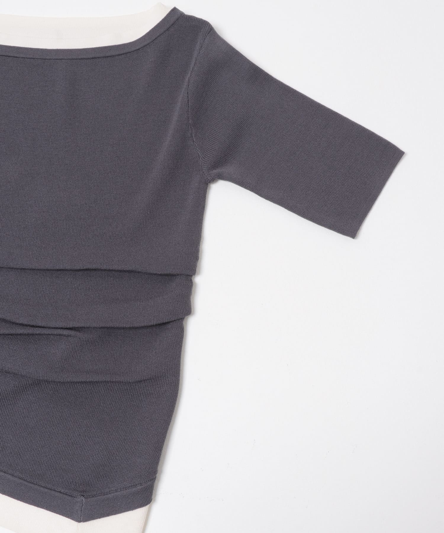 『洗濯可』レイヤードアシメセーター CHARCOAL One