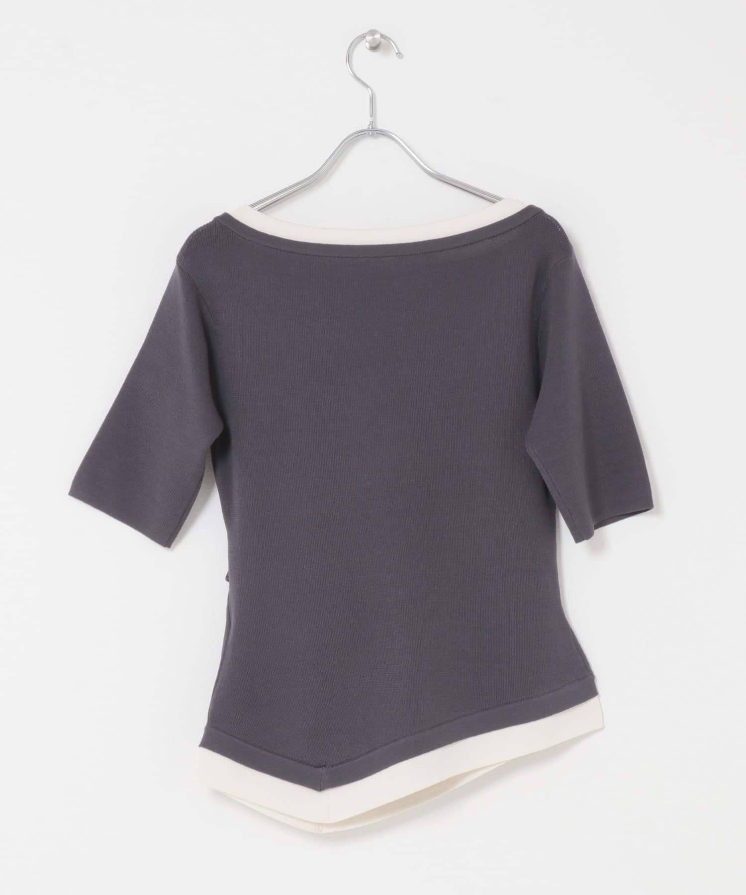 『洗濯可』レイヤードアシメセーター CHARCOAL One