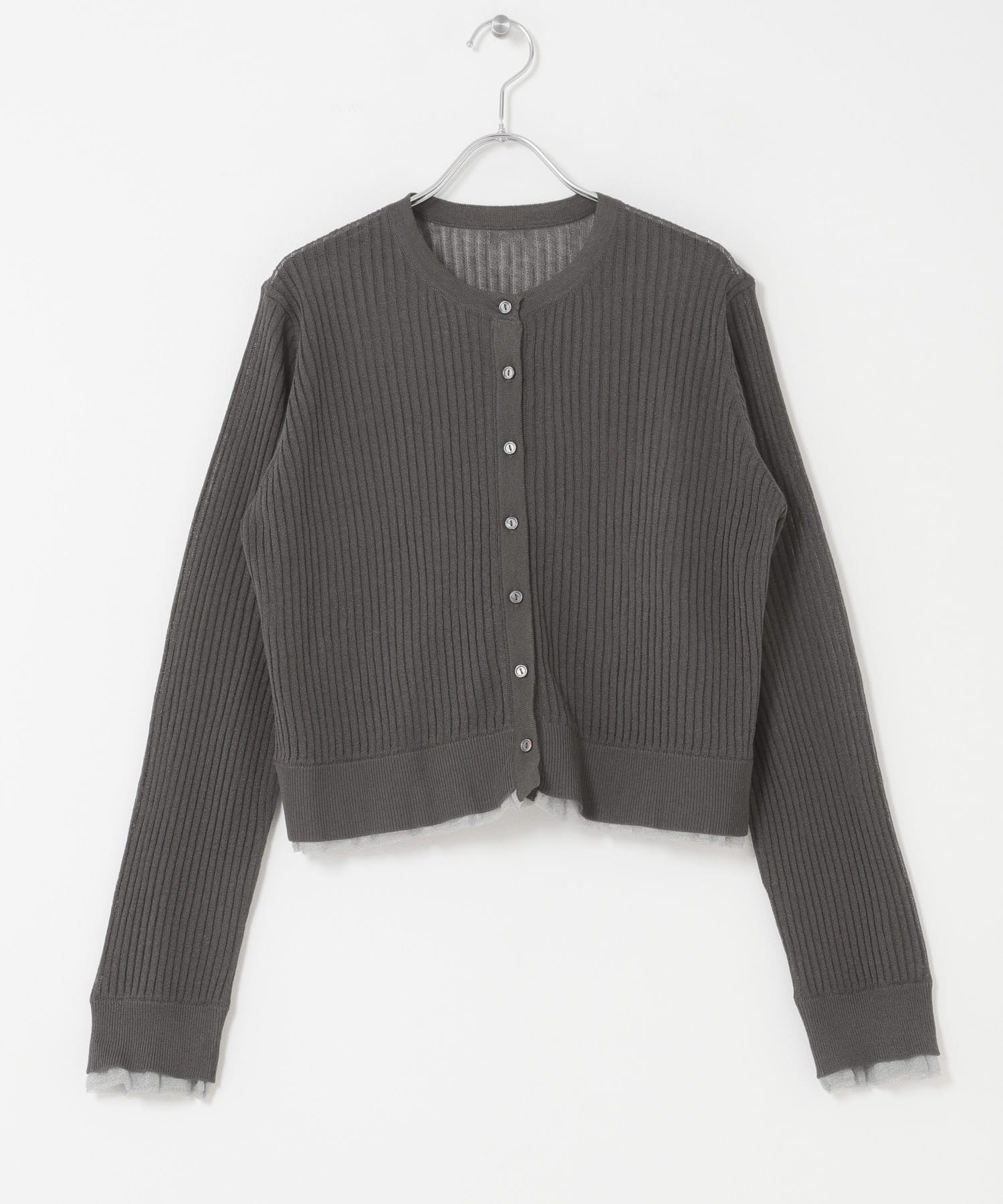 UVケアシアーリブカーディガン CHARCOAL One