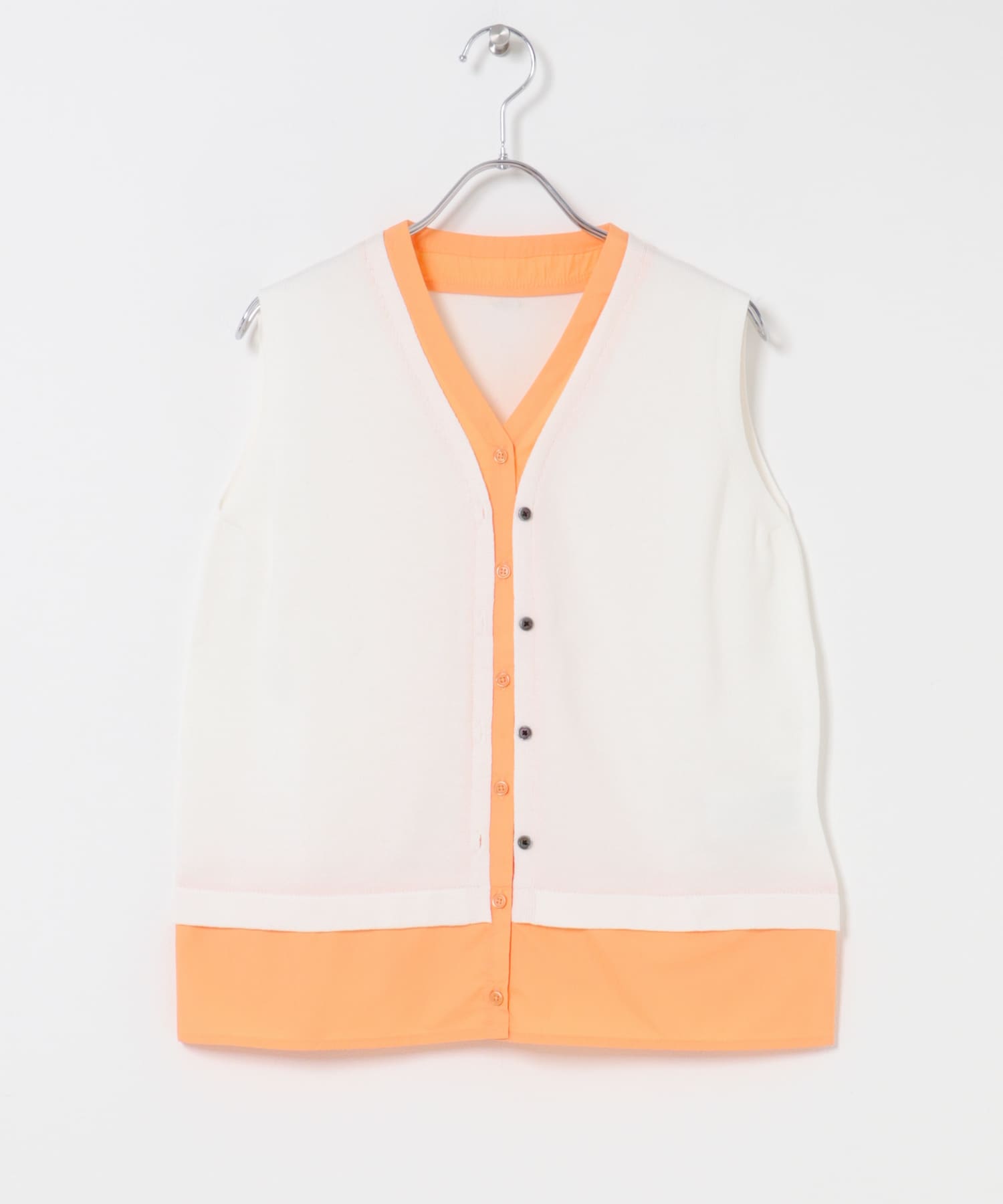 『洗濯可』シャツドッキングレイヤードニットベスト IVORY One