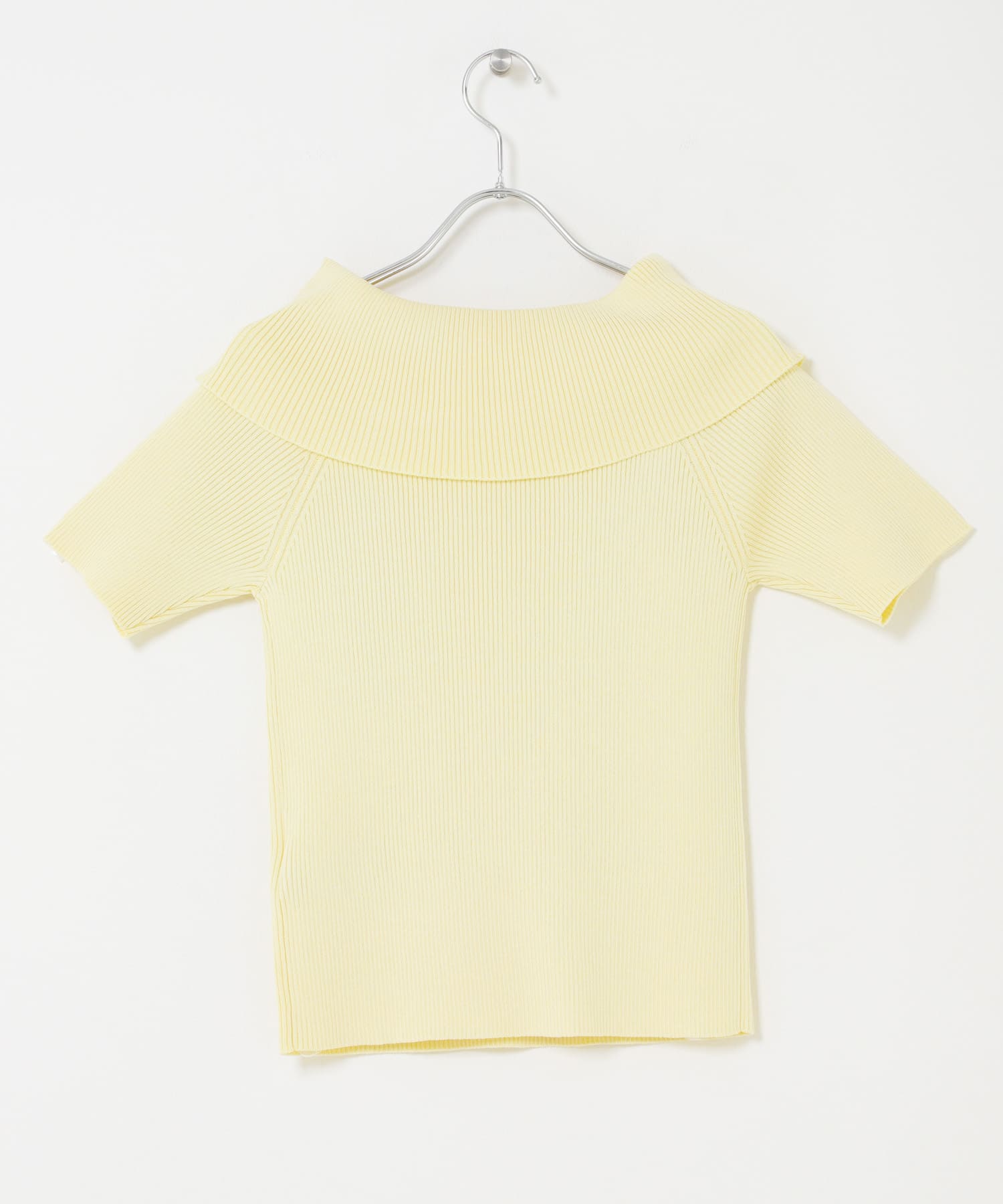 『洗濯可』メタルボタンオフショルリブセーター YELLOW One
