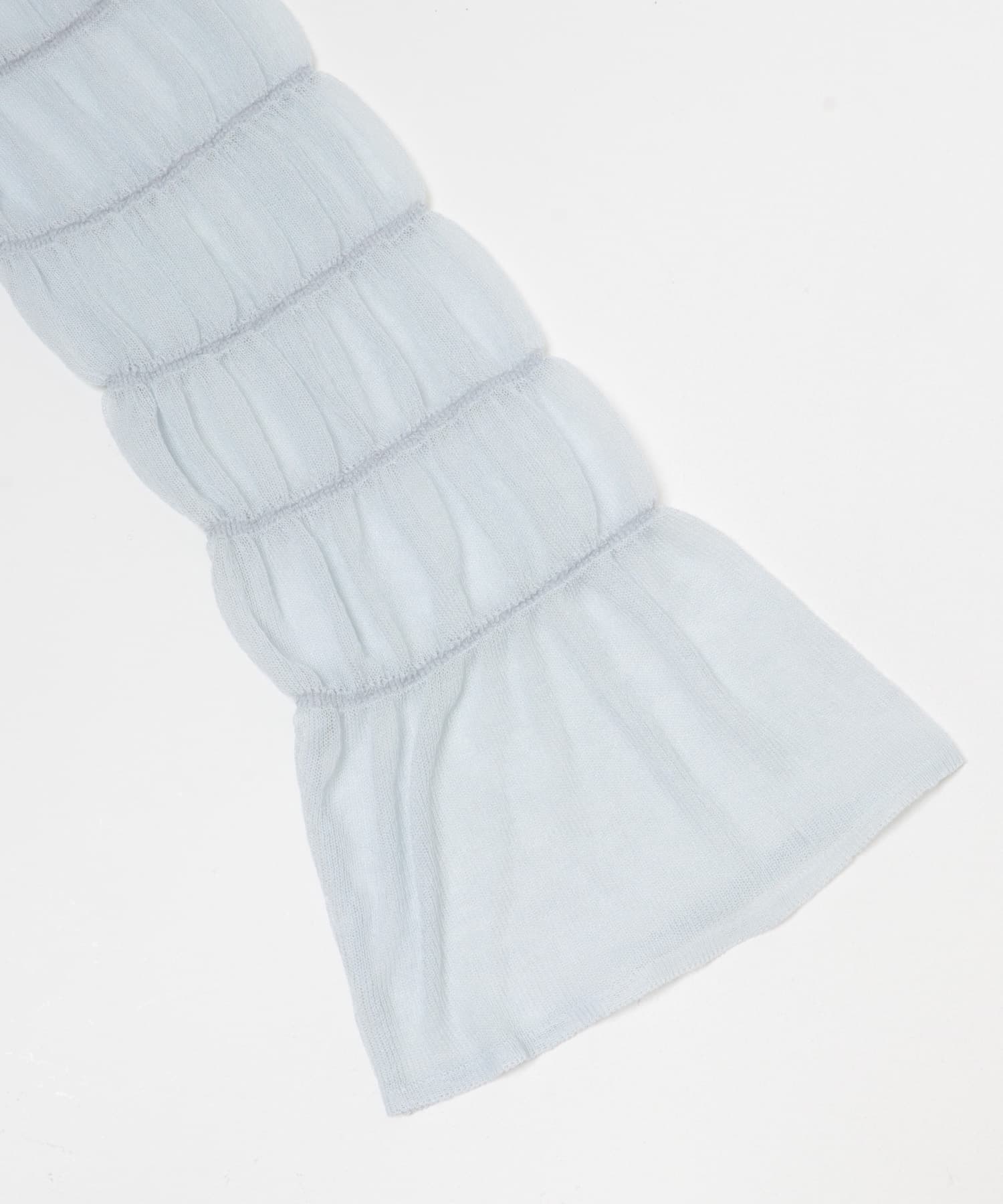 『洗濯可』シャーリングエリツキニットカーディガン L.BLUE One