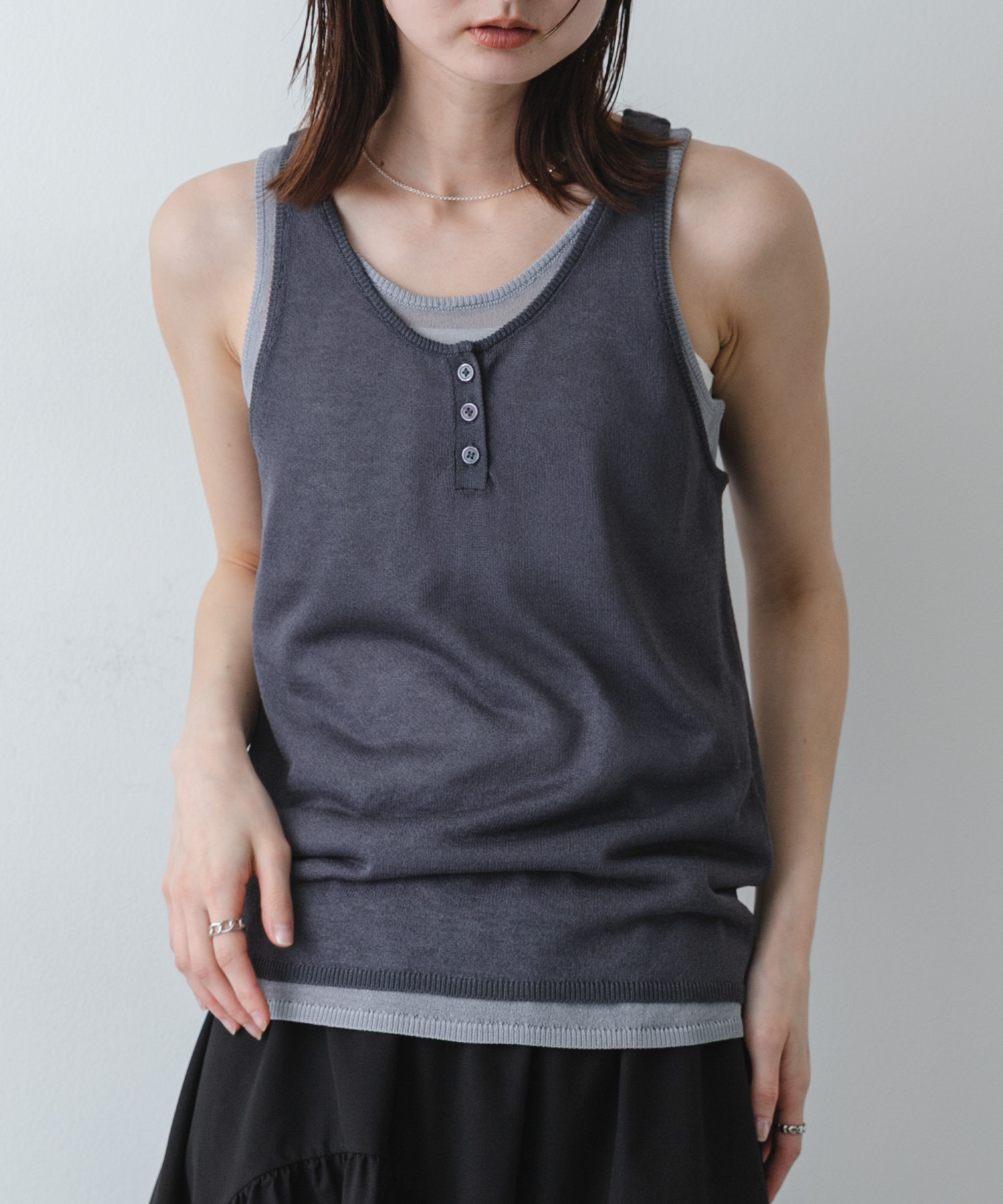 『洗濯可』アンサンブルニットタンクトップ