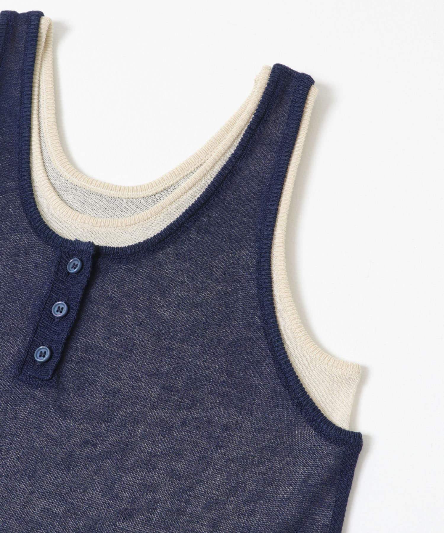 『洗濯可』アンサンブルニットタンクトップ NVYxIVO One