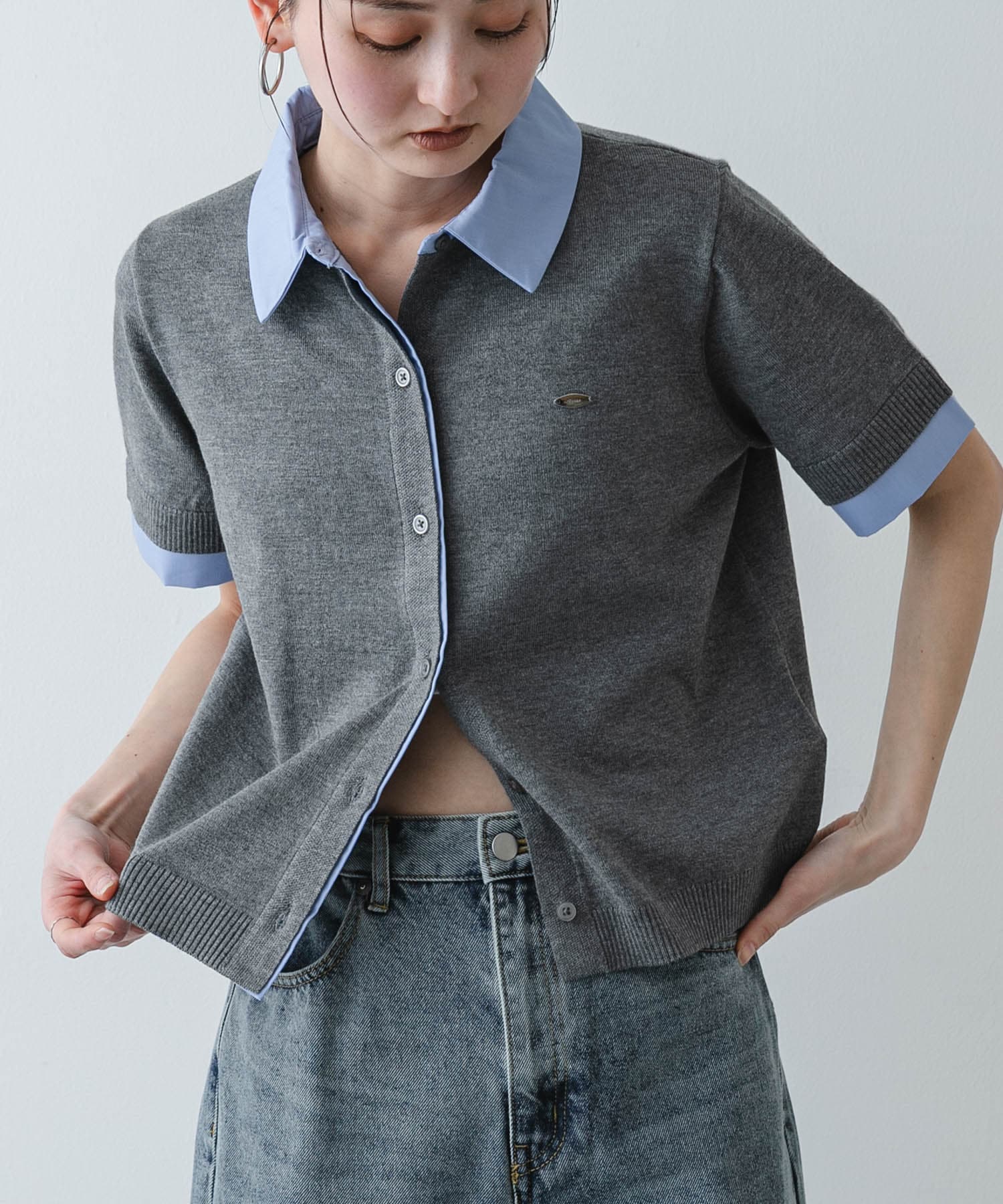 『洗濯可』シャツドッキングカーディガン