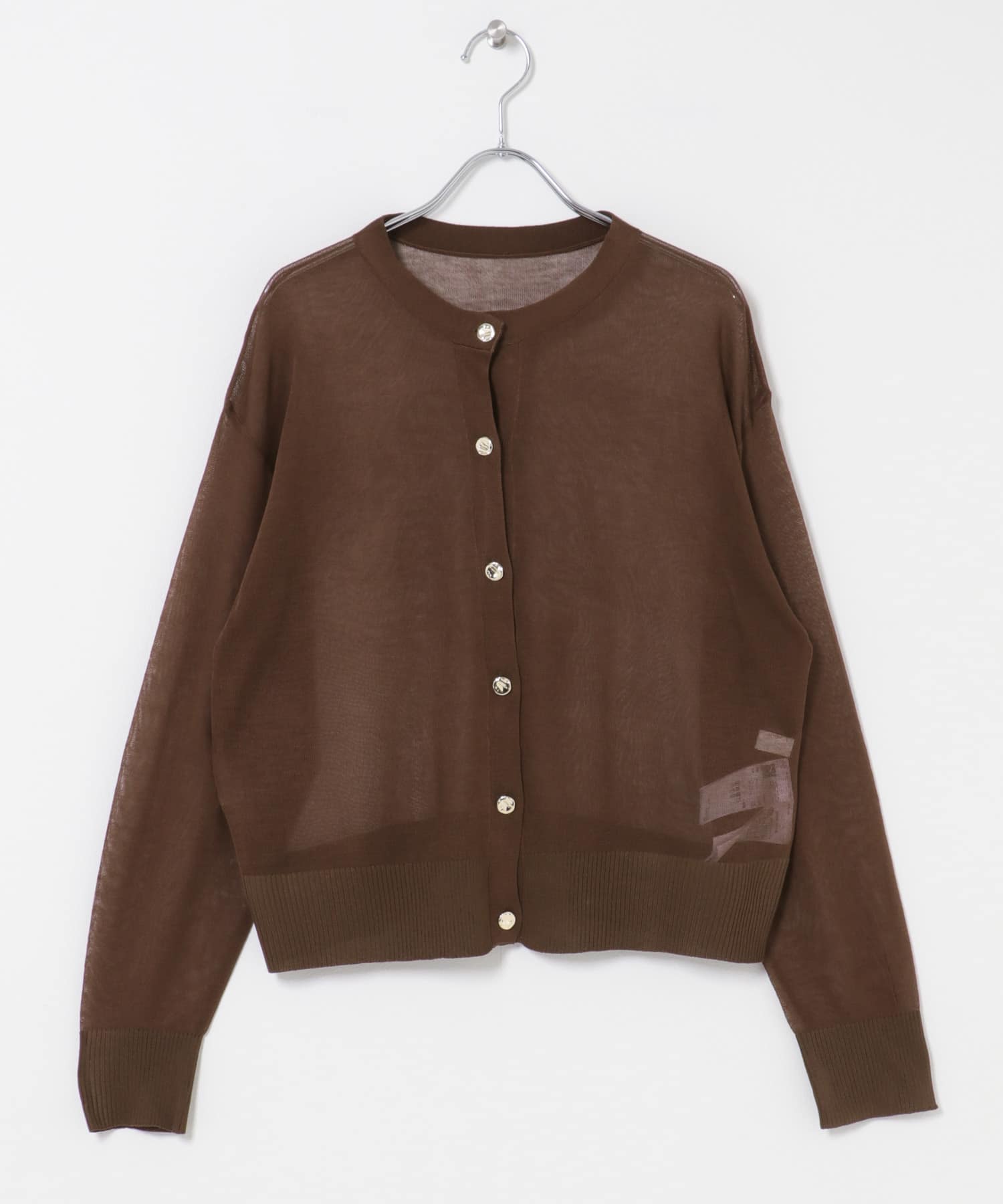 シアーボタンニュアンスカーディガン BROWN One