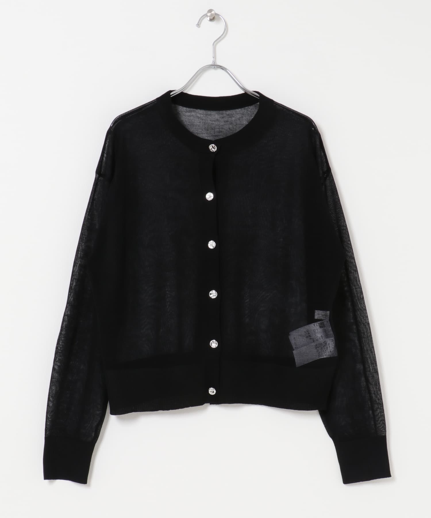 シアーボタンニュアンスカーディガン BLACK One
