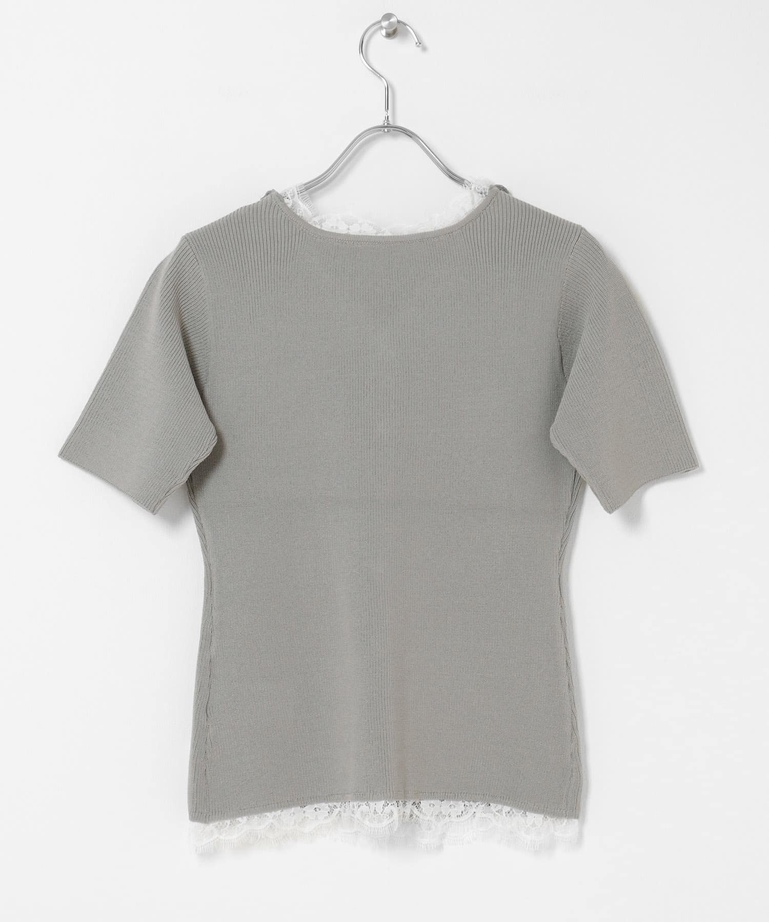 『洗濯可』レースレイヤードニットカーディガン GRAY One