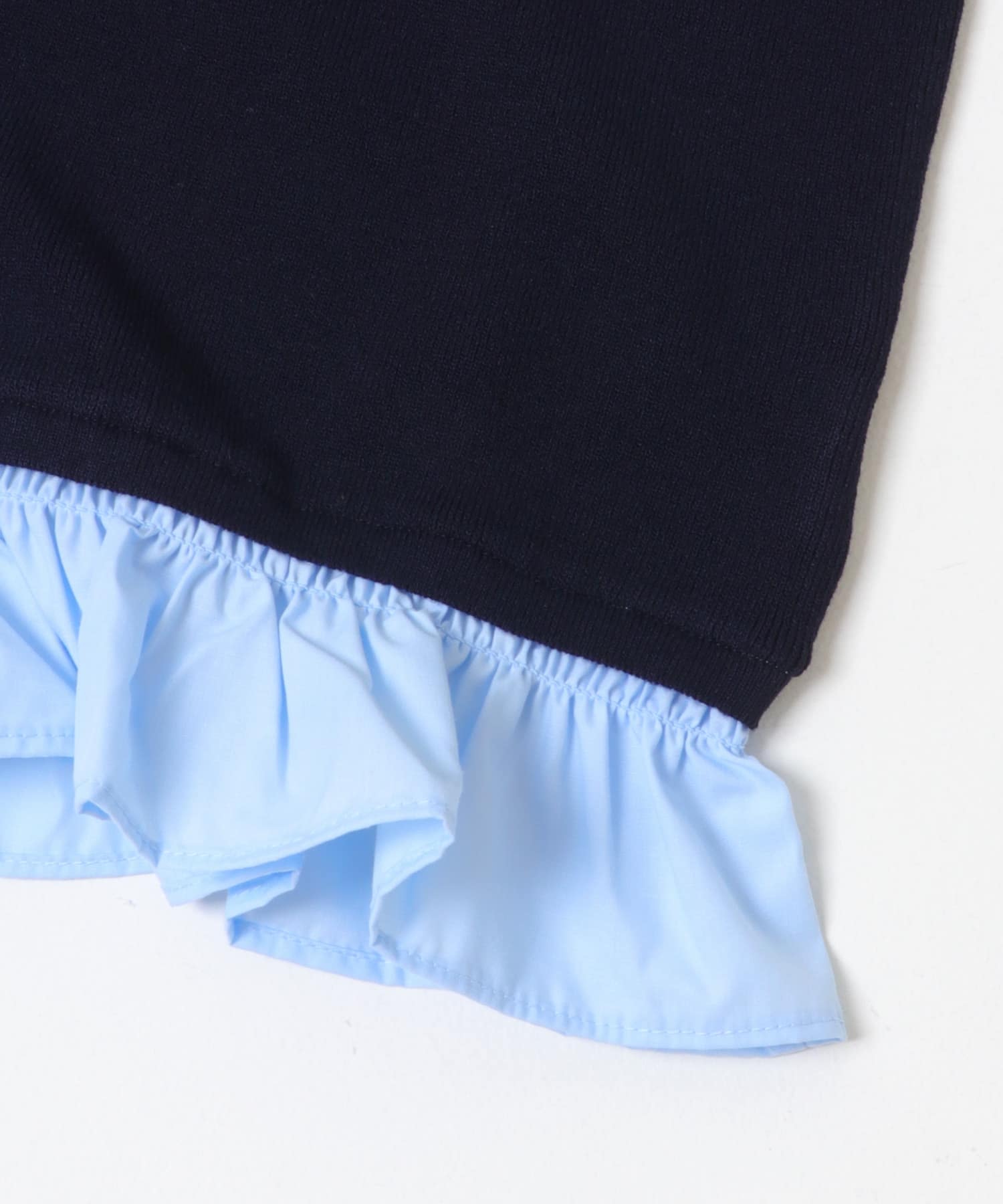『洗濯可』フリルドッキングニット NAVY One