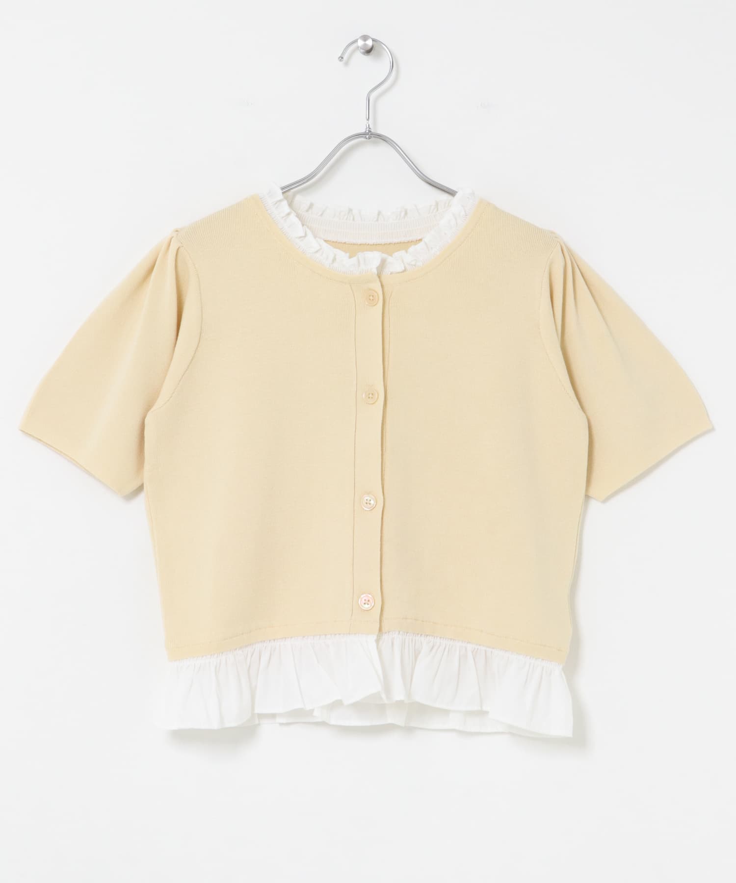 『洗濯可』フリルドッキングニット IVORY One