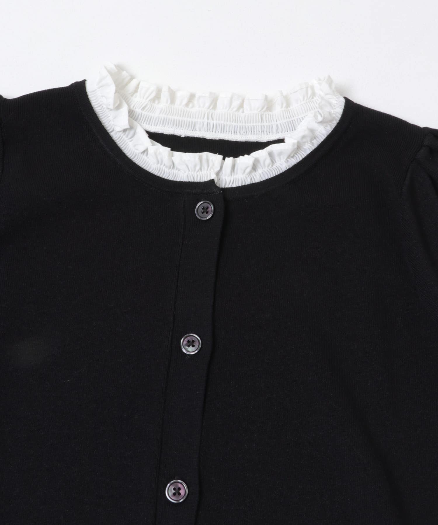 『洗濯可』フリルドッキングニット BLACK One