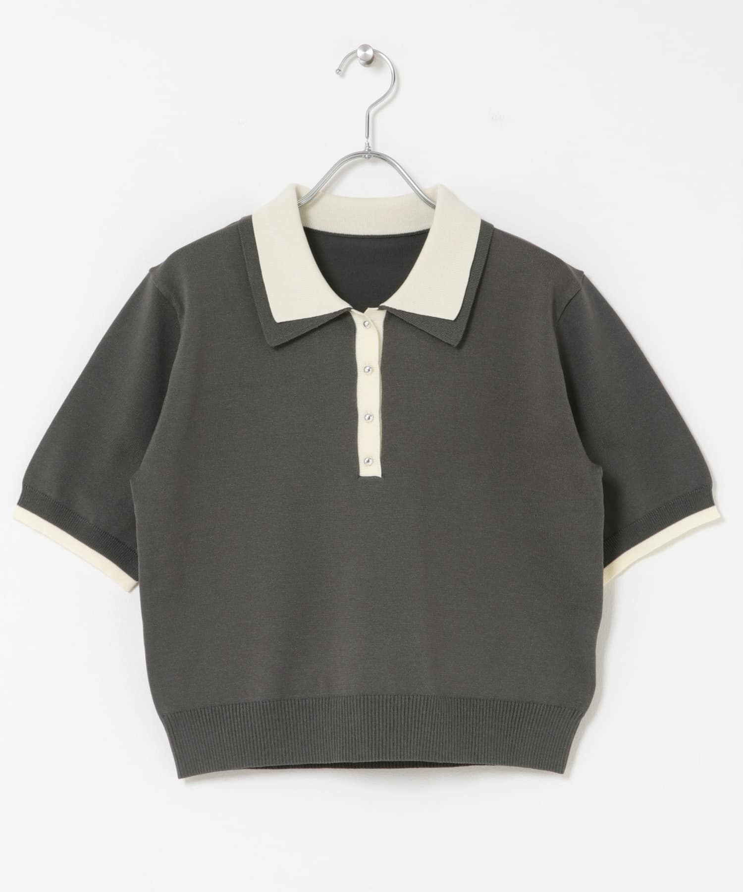 洗濯可』メタルボタンハイショクニットポロシャツ(One CHA×IVO