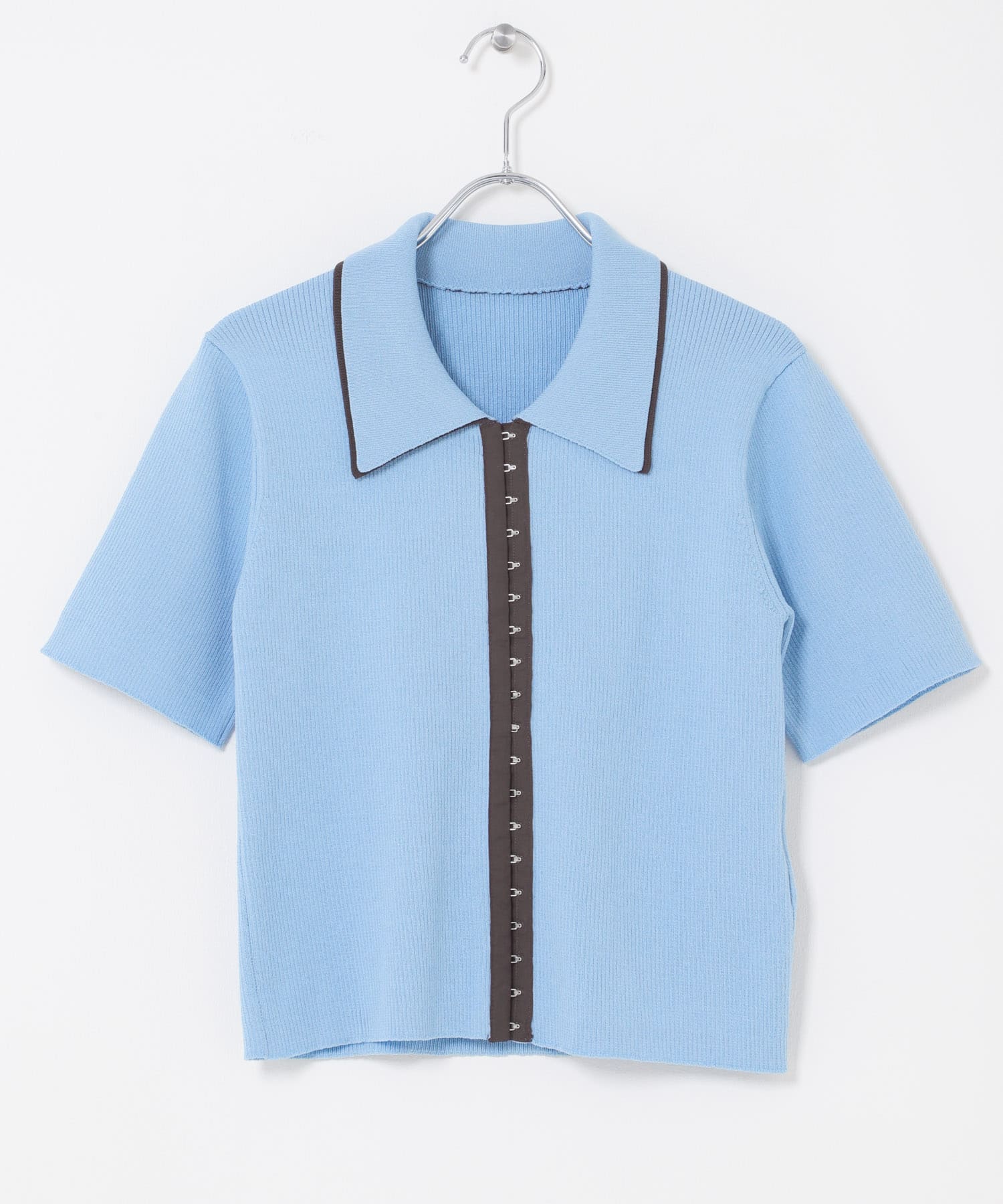 バイカラーエリツキホックニット BLUE One