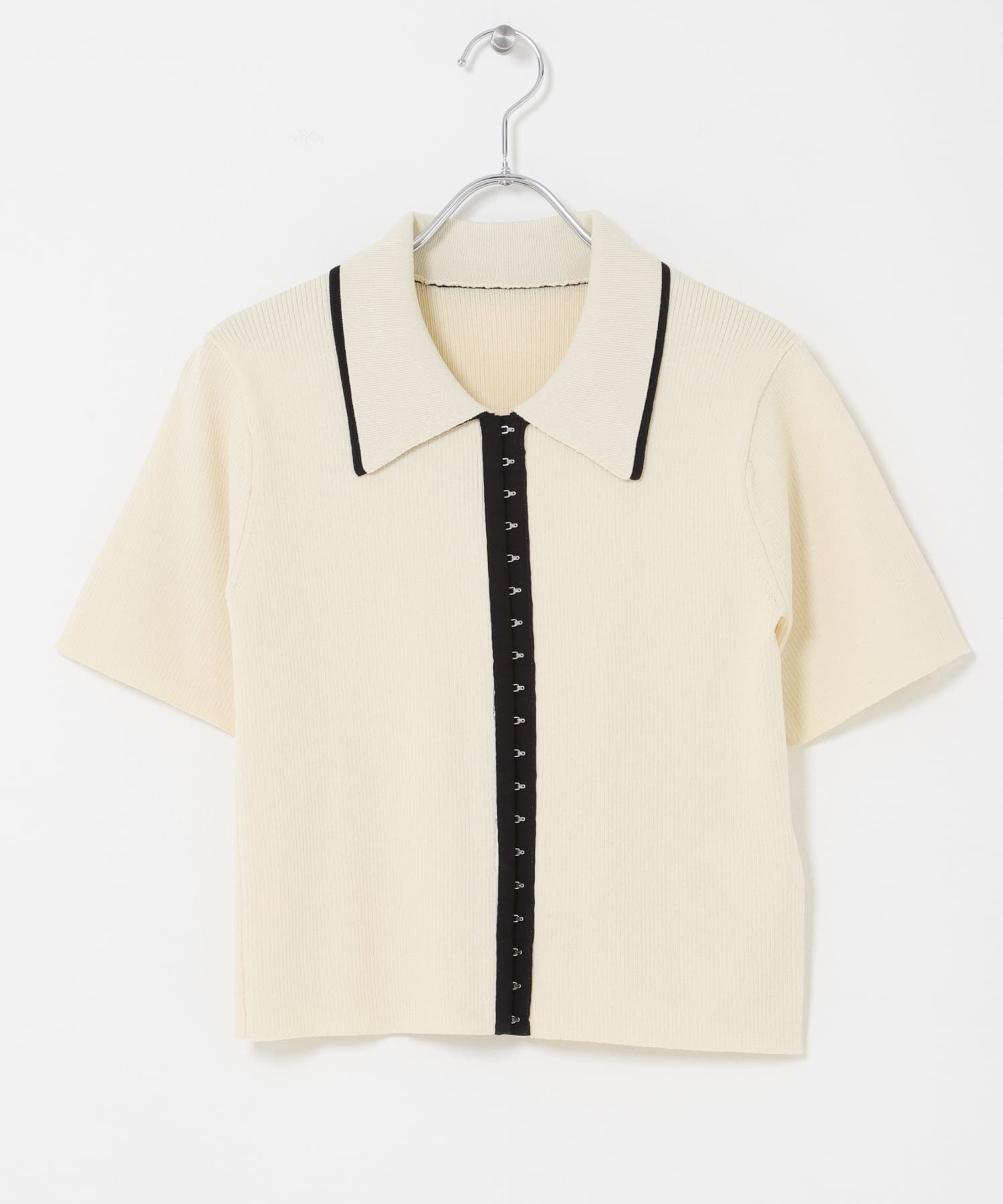 バイカラーエリツキホックニット IVORY One