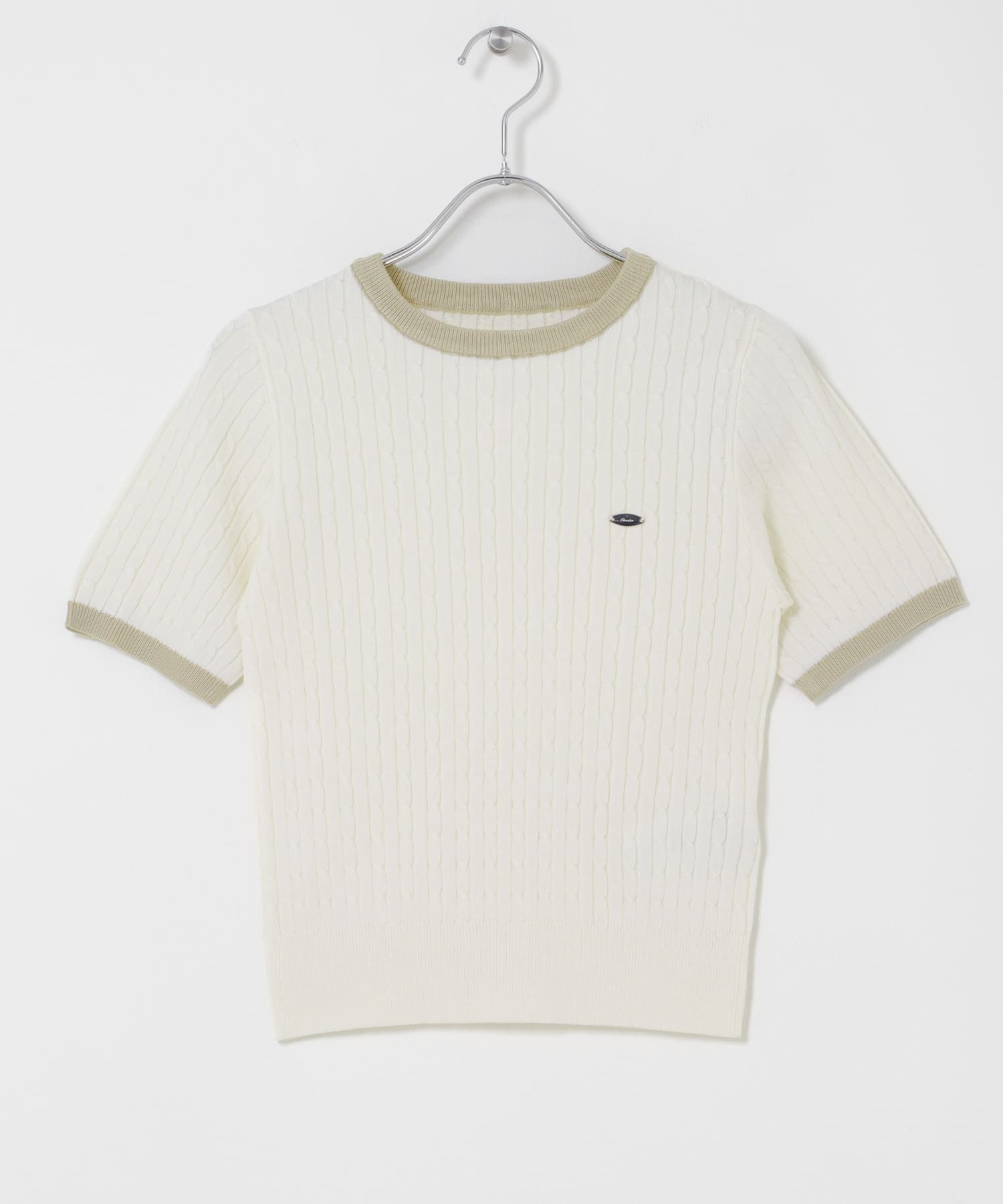 『洗濯可』バイカラーケーブルセーター OFF WHITE One