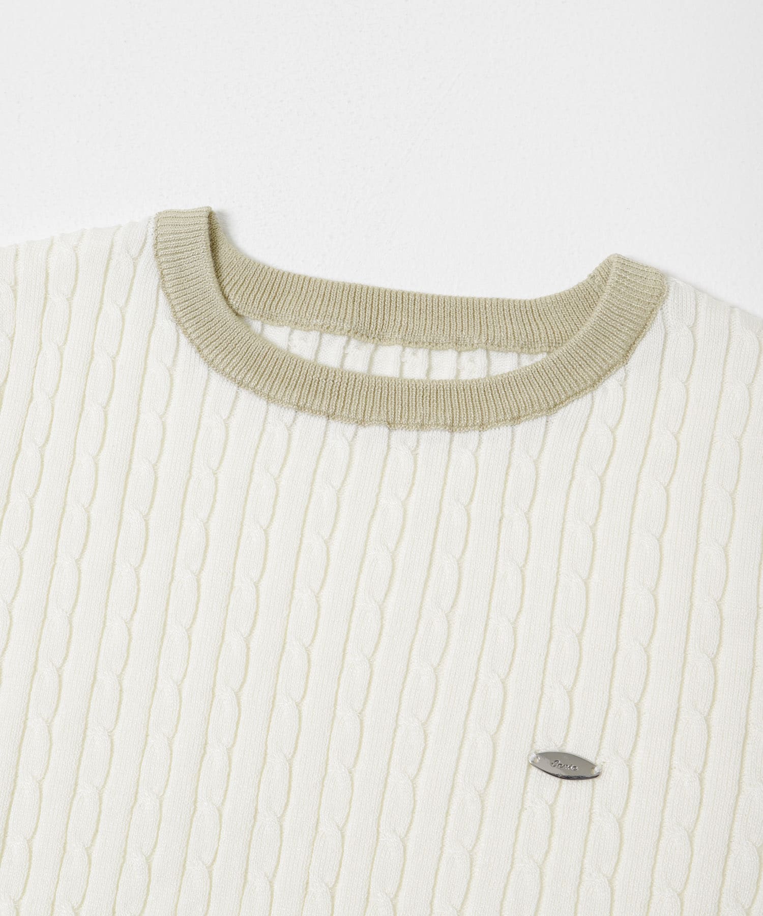 『洗濯可』バイカラーケーブルセーター OFF WHITE One