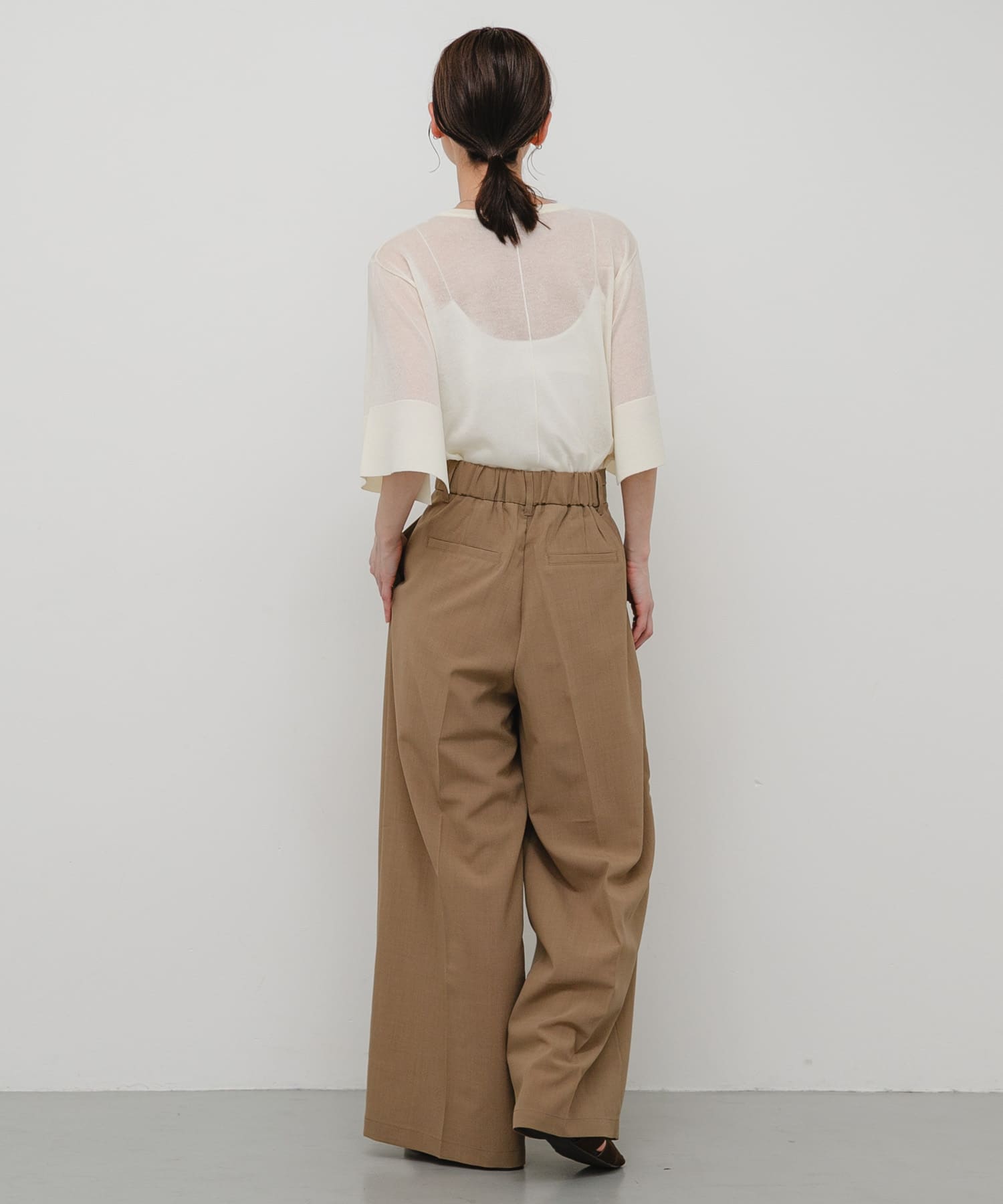 『洗濯可』UVケアワイドスリーブシアーニット OFF WHITE One