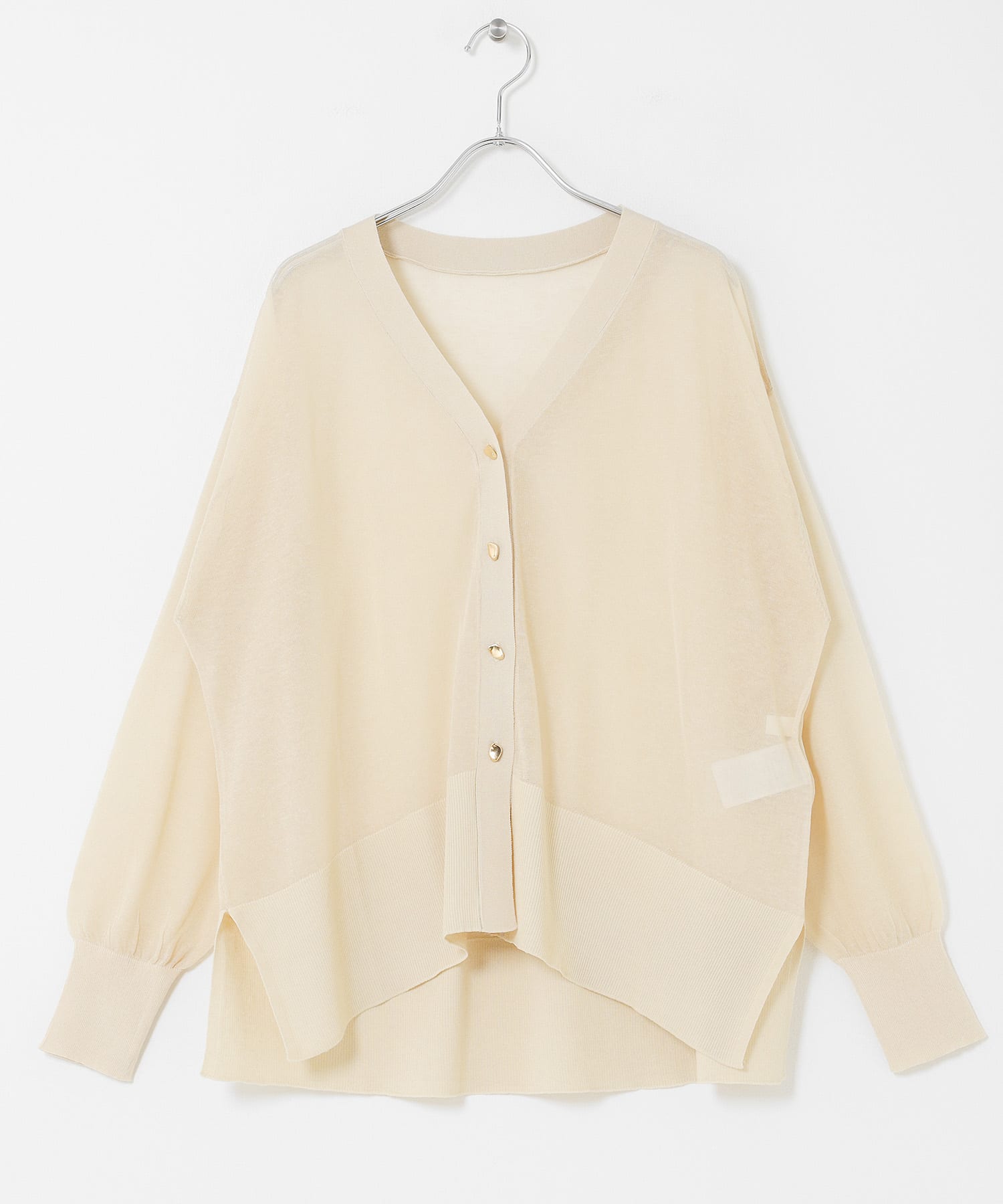 『洗濯可』メタルボタンシアールーズカーディガン Y.BEIGE One