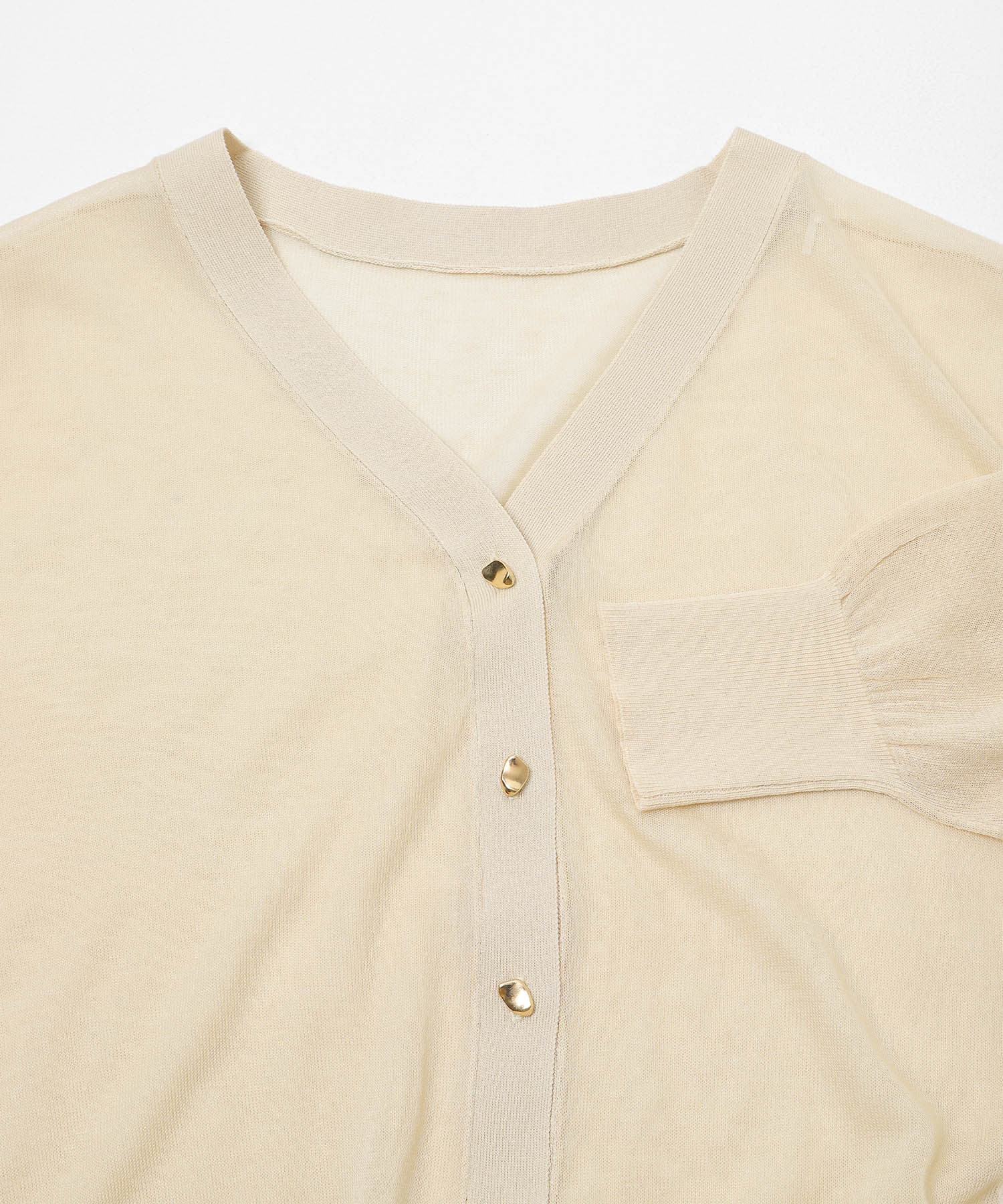 『洗濯可』メタルボタンシアールーズカーディガン Y.BEIGE One