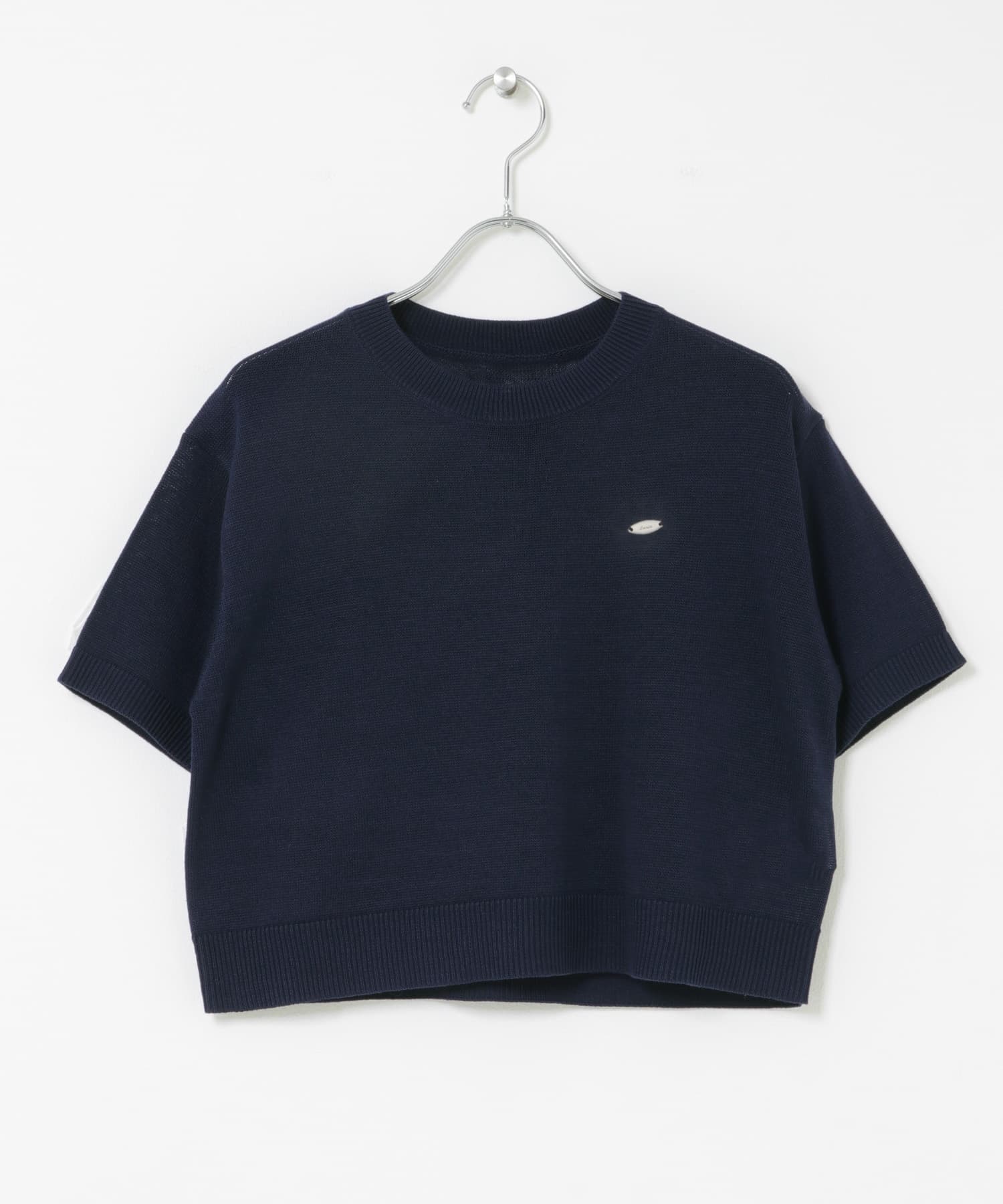 『洗濯可』クルーネッククロップドセーター NAVY One