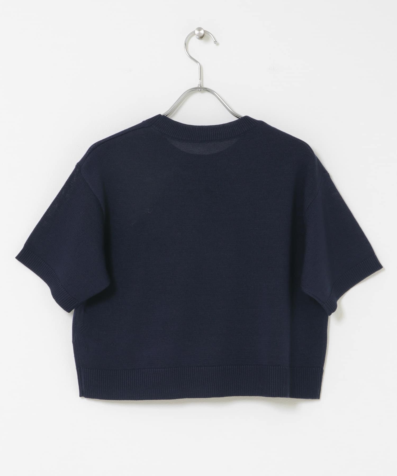 『洗濯可』クルーネッククロップドセーター NAVY One