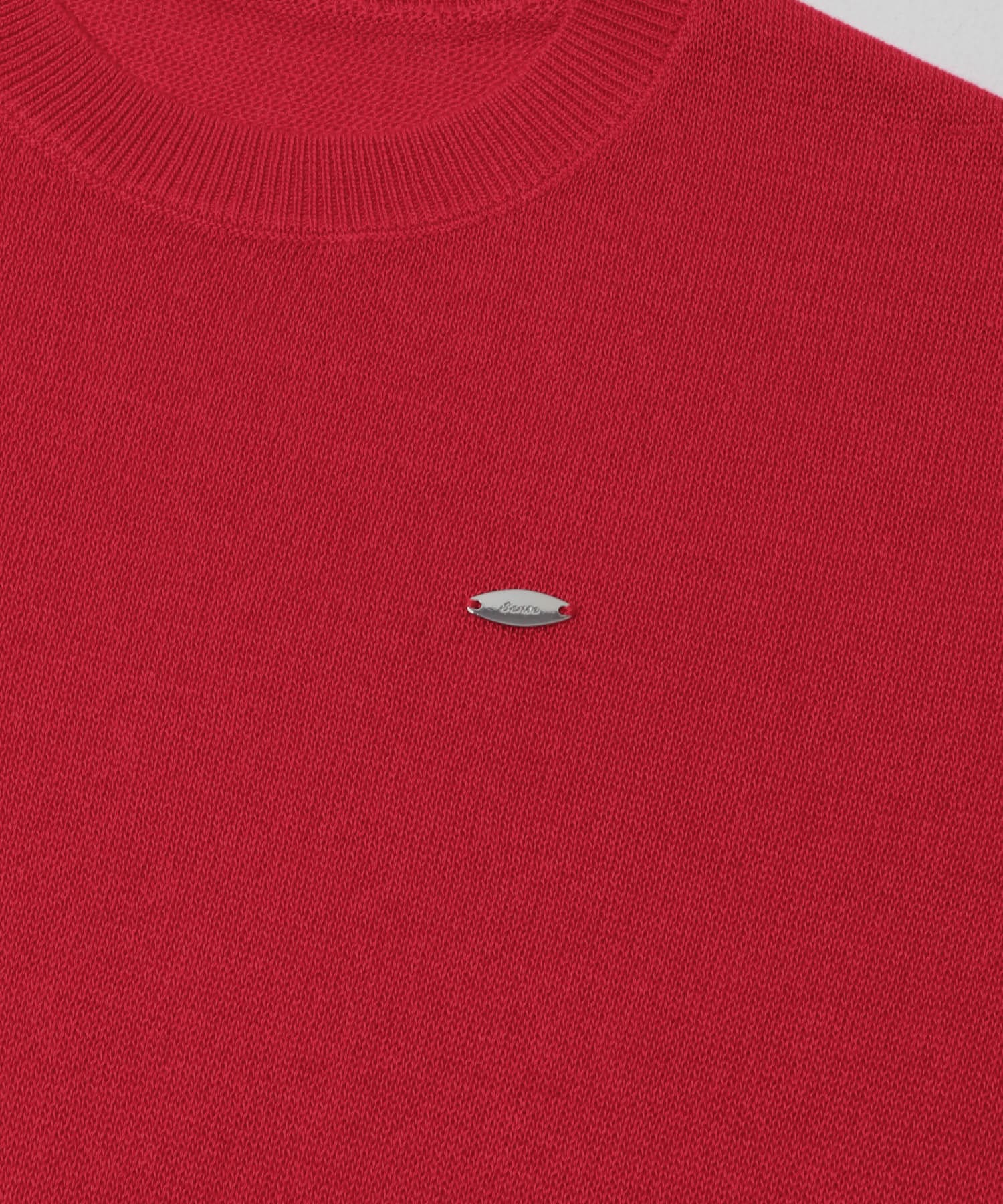 『洗濯可』クルーネッククロップドセーター RED One