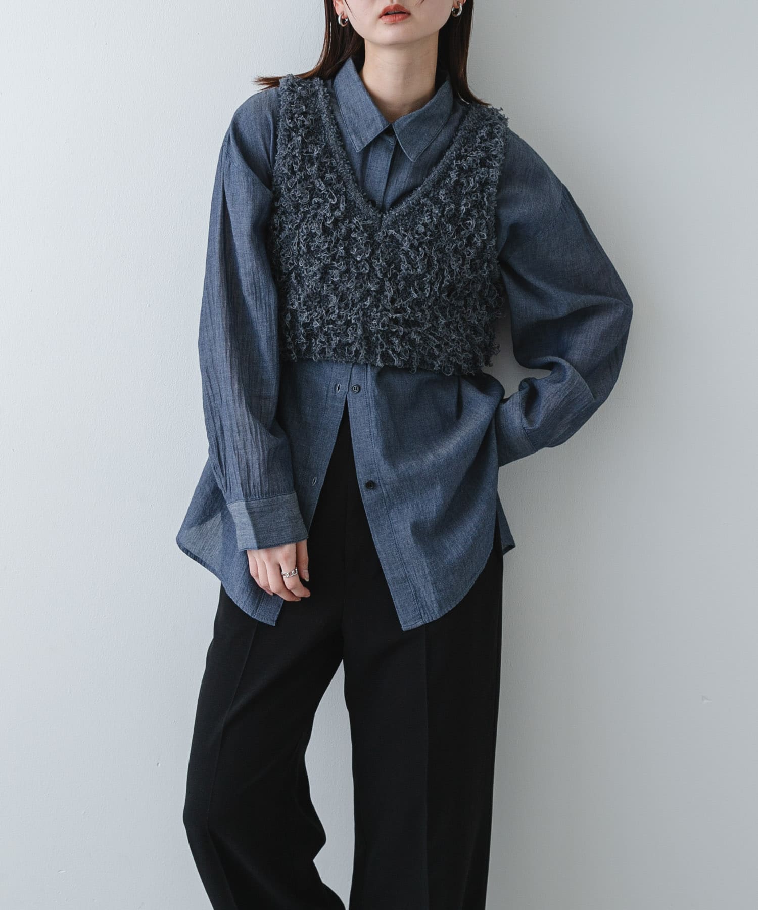 ポケットツキシアーデニムシャツ