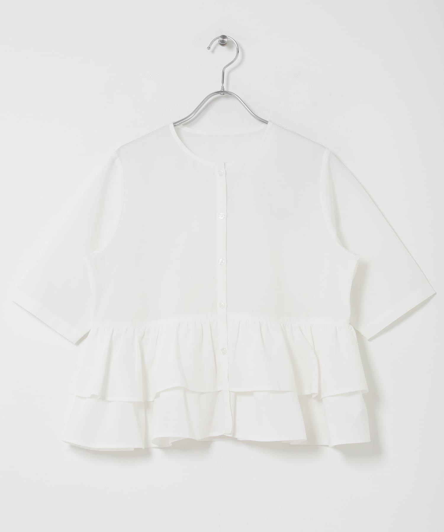 フリルペプラムブラウス OFF WHITE One