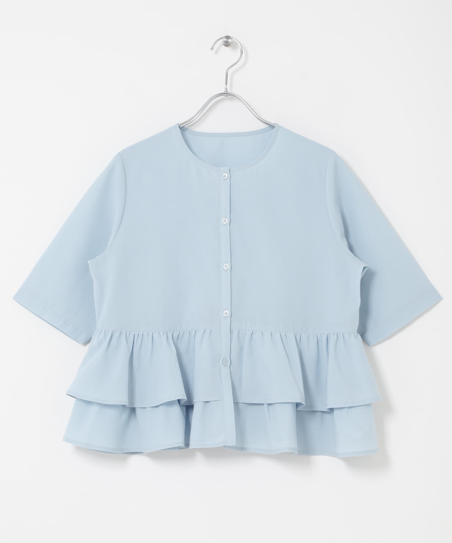 フリルペプラムブラウス L.BLUE One