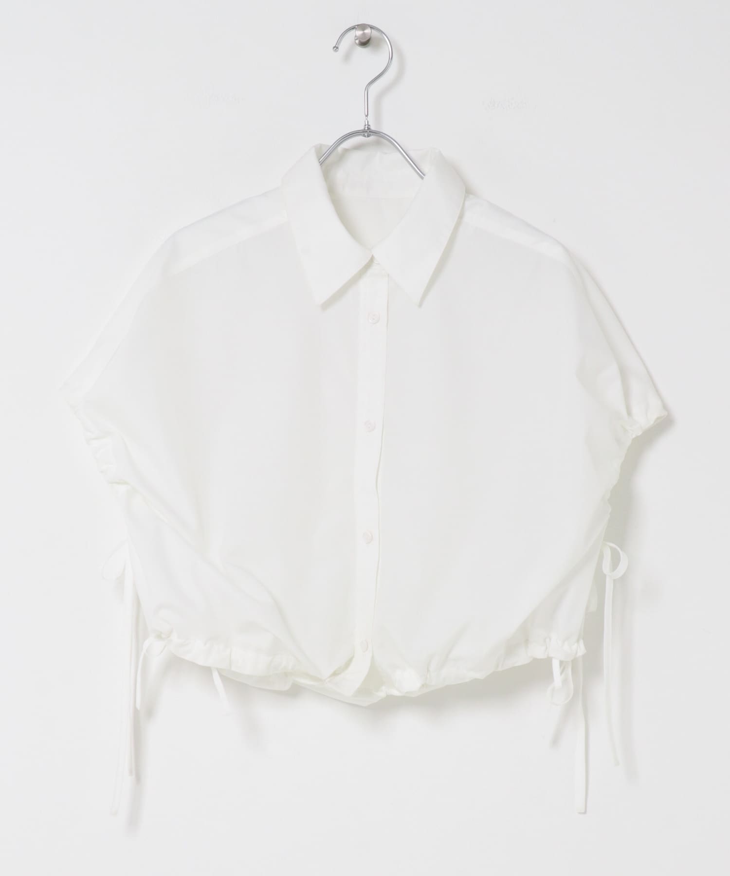 『イージーケア』クロップドギャザーシャツ OFF WHITE One
