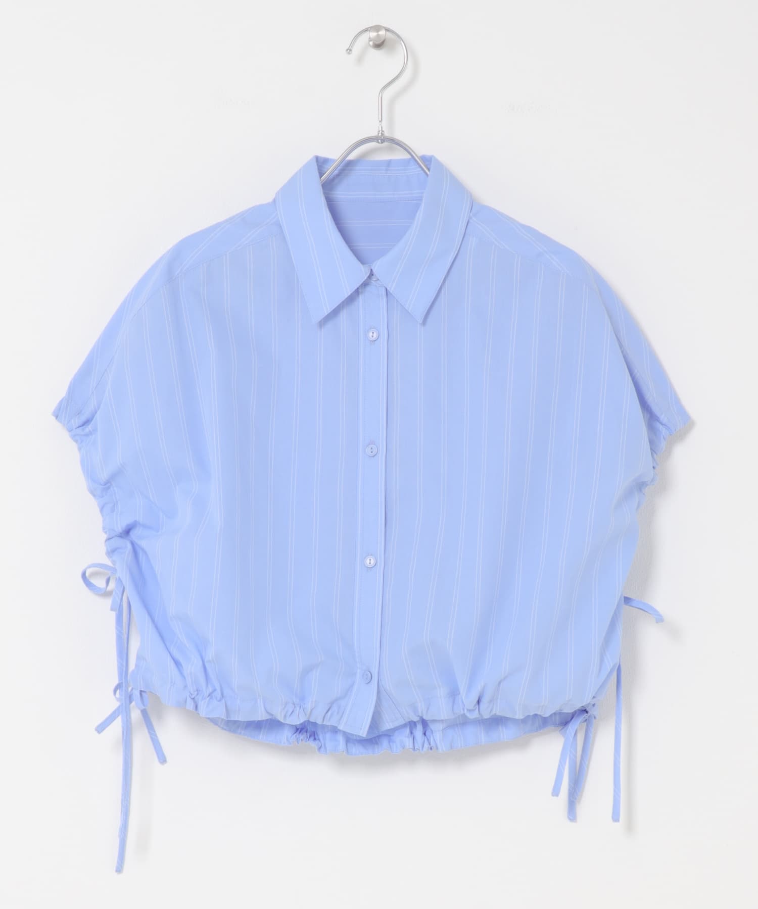 『イージーケア』クロップドギャザーシャツ BLUxOFF One