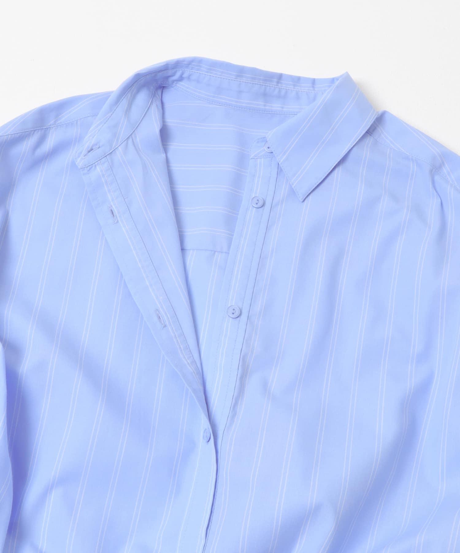 『イージーケア』クロップドギャザーシャツ BLUxOFF One